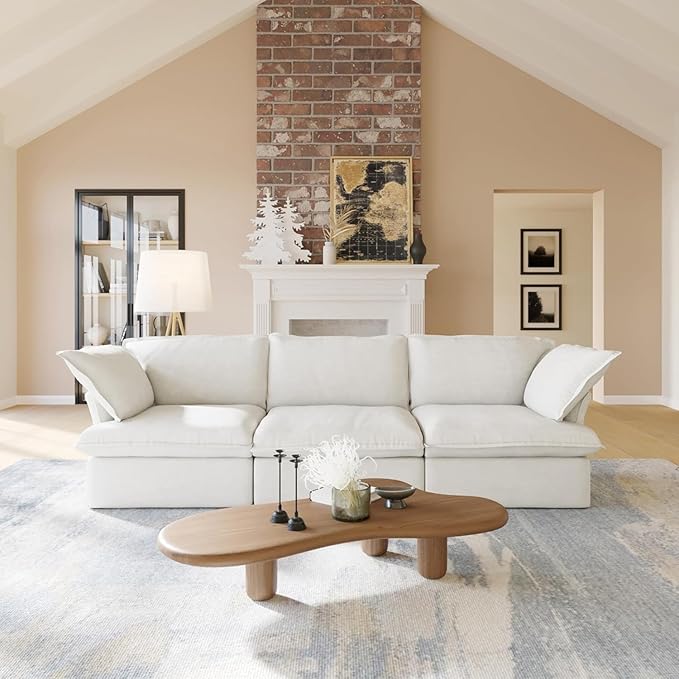 Sabi Modular Boucle Cloud Sofa - Snow White - 3-Seater Sofa - Image 3