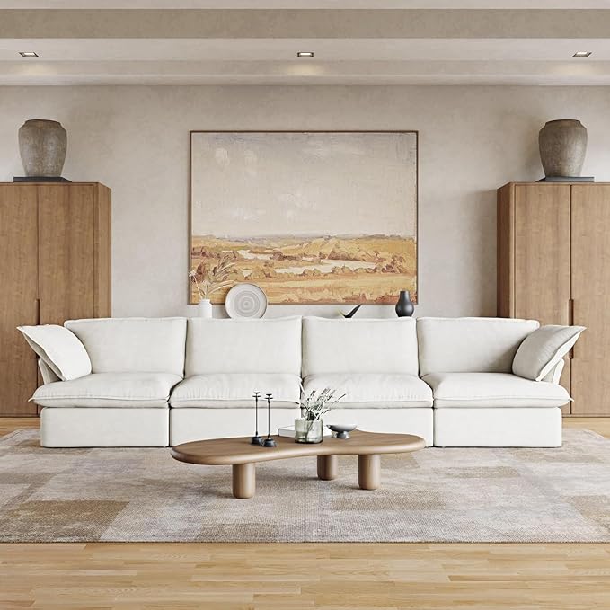 Sabi Modular Boucle Cloud Sofa - Snow White - 4-Seater Sofa - Image 4