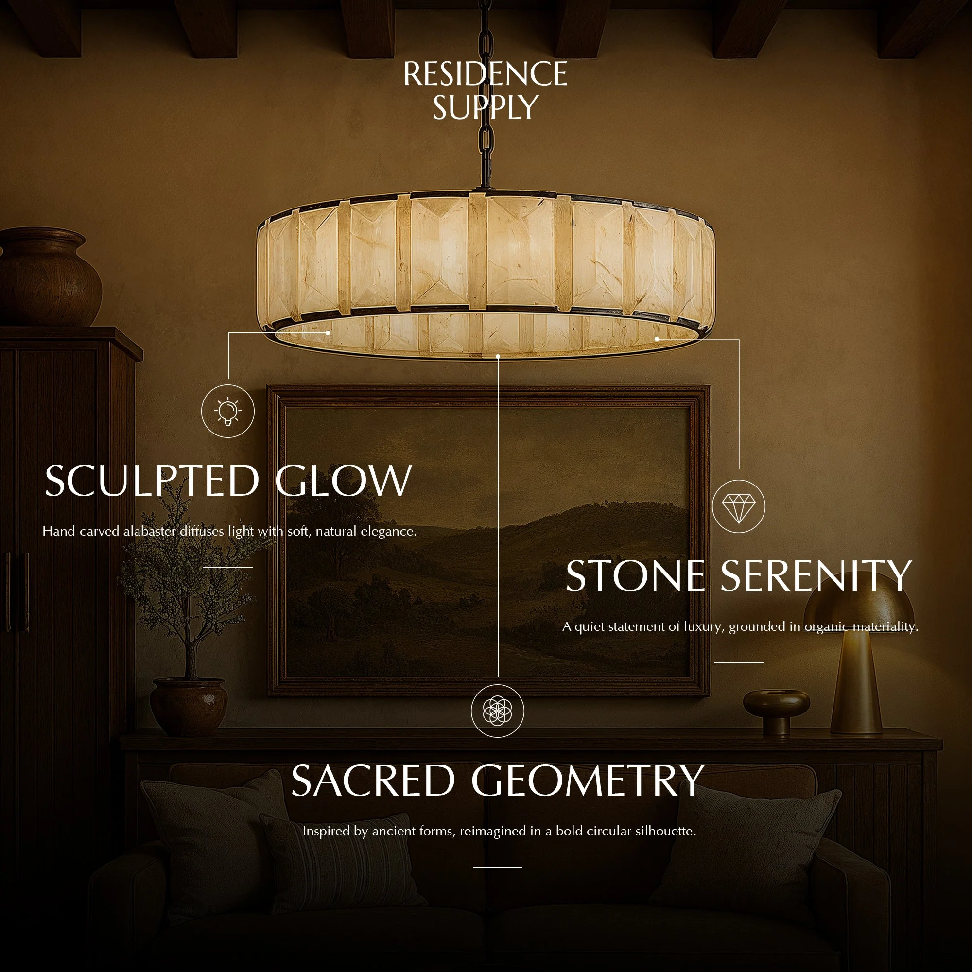 Sakhra Round Alabaster Chandelier - Image 16