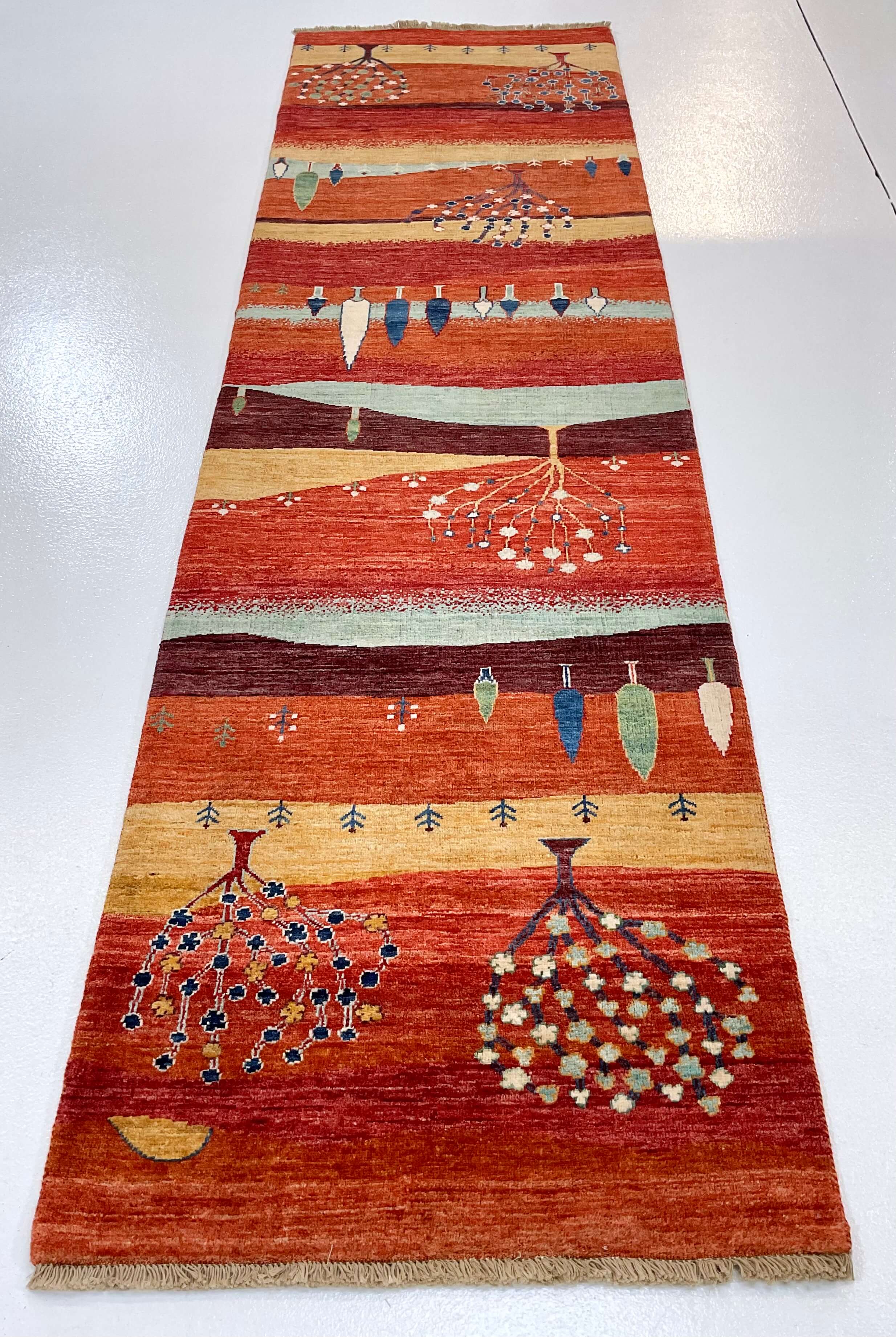 Scenic Afghan Gabbeh (2'08"x9'09") rust - Image 8