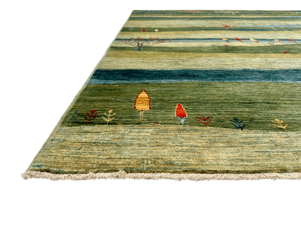 Scenic Afghan Gabbeh (8'02"x9'06") greens/blues - Image 2