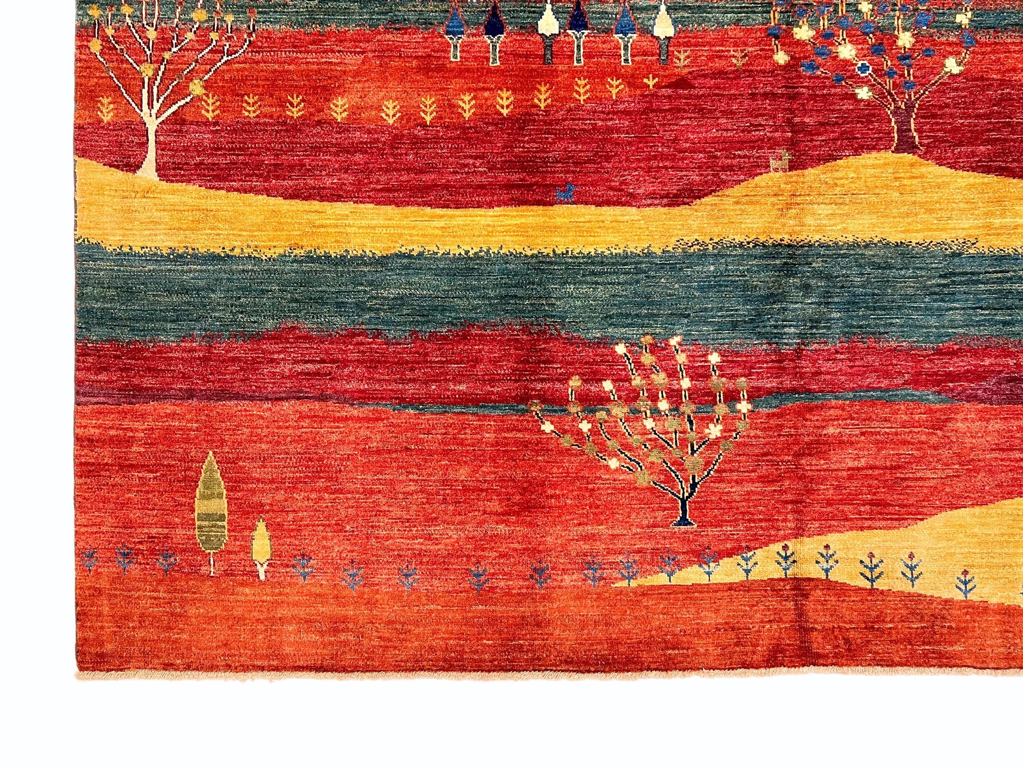 Scenic Afghan Gabbeh (8'03"x9'09") rust/red/dk.green - Image 2