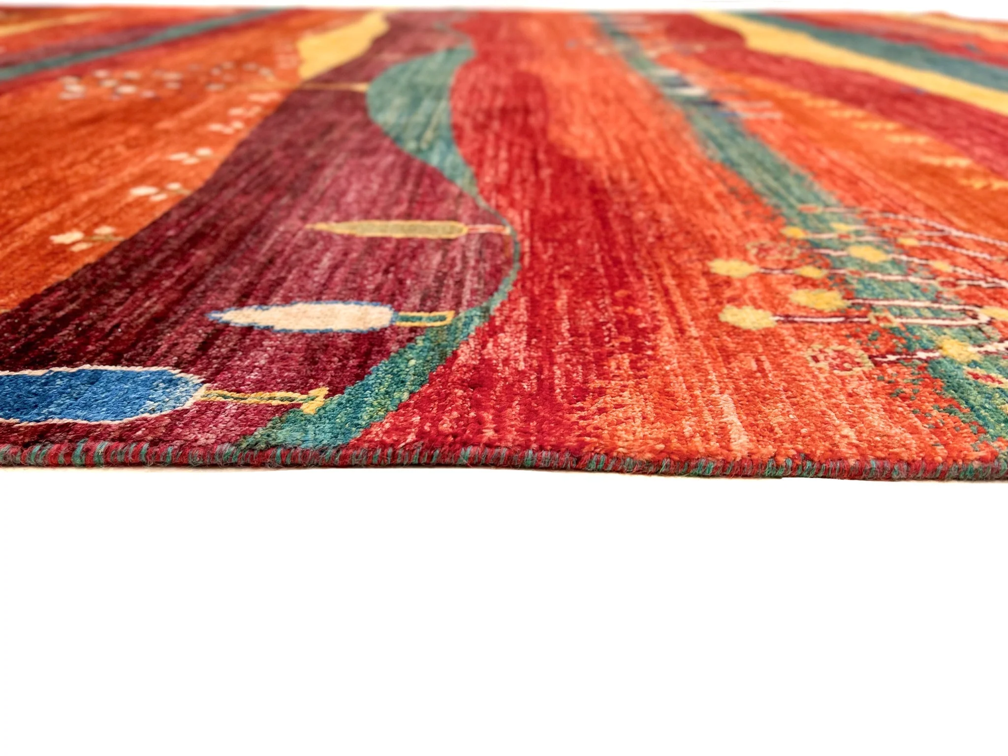 Scenic Afghan Gabbeh (8'03"x9'09") rust/red/dk.green - Image 4