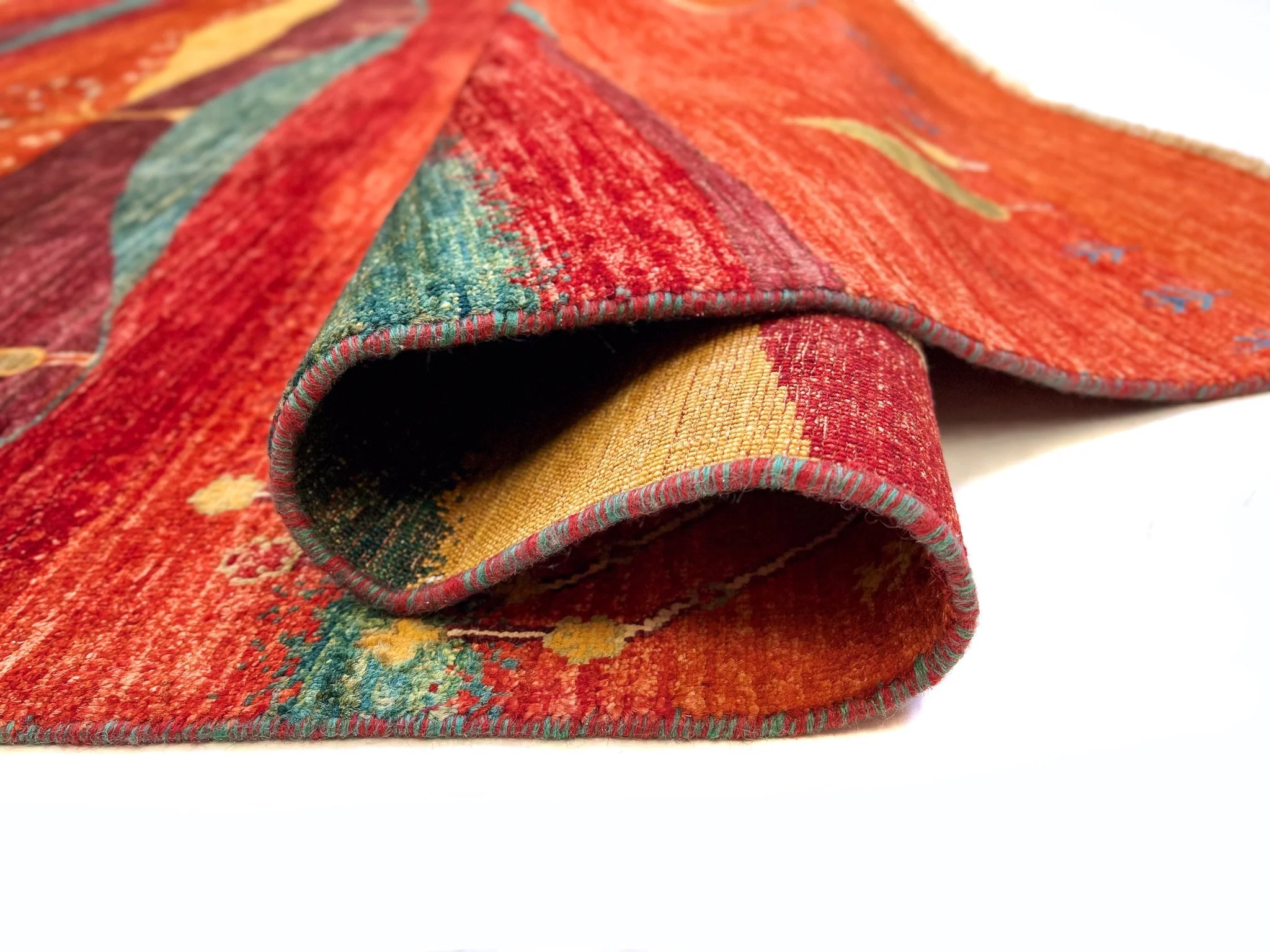 Scenic Afghan Gabbeh (8'03"x9'09") rust/red/dk.green - Image 5