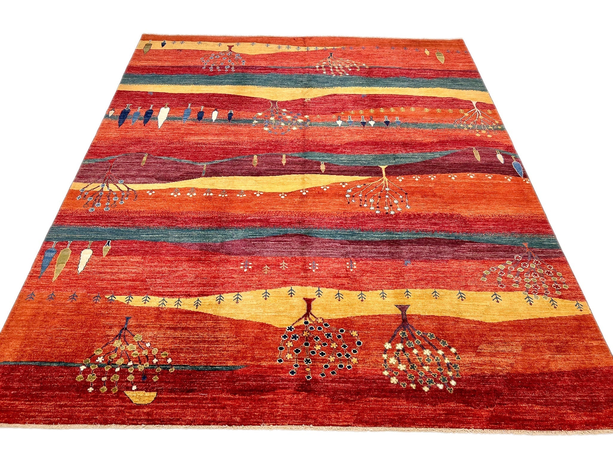 Scenic Afghan Gabbeh (8'03"x9'09") rust/red/dk.green - Image 8