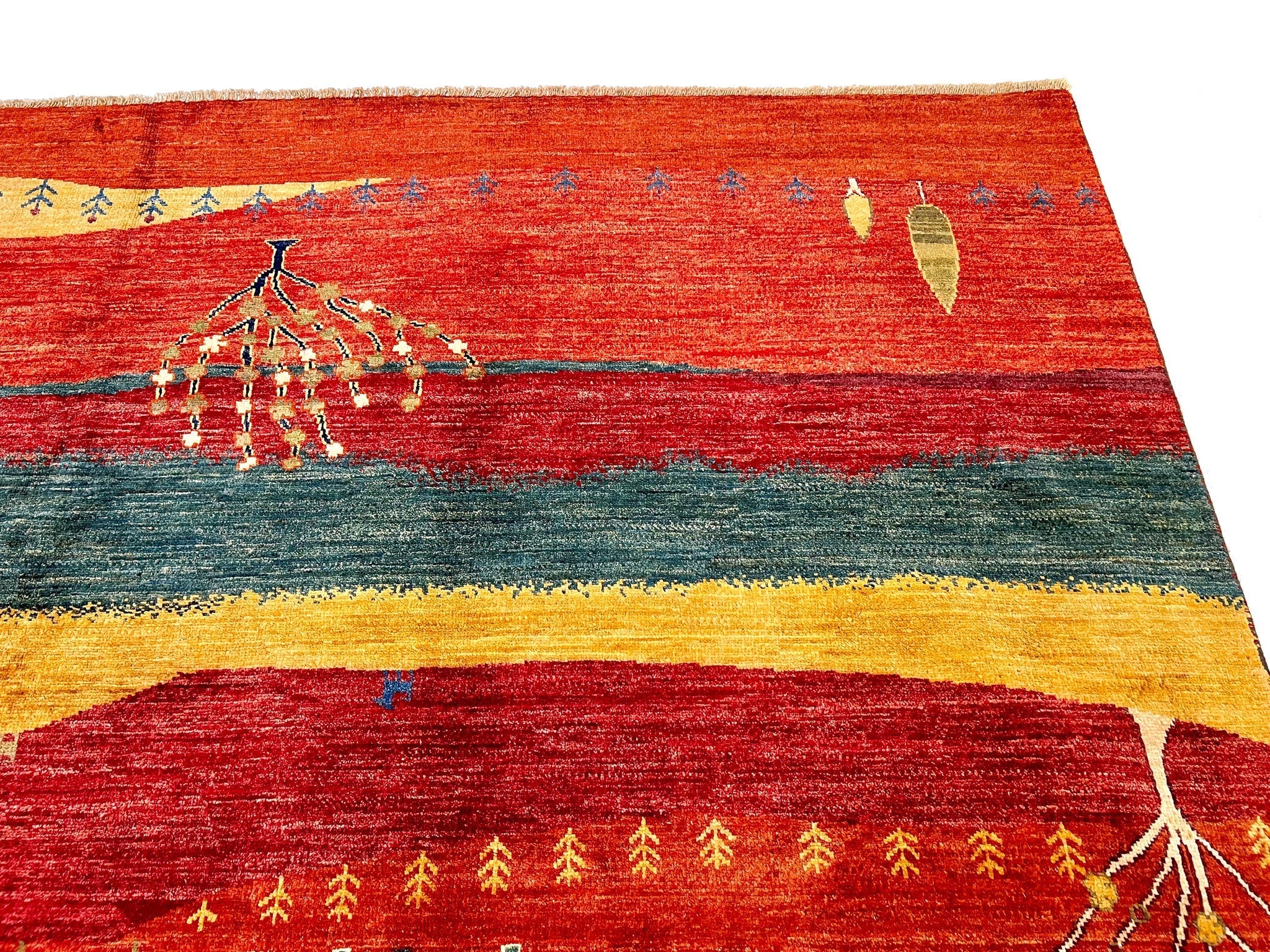 Scenic Afghan Gabbeh (8'03"x9'09") rust/red/dk.green - Image 9