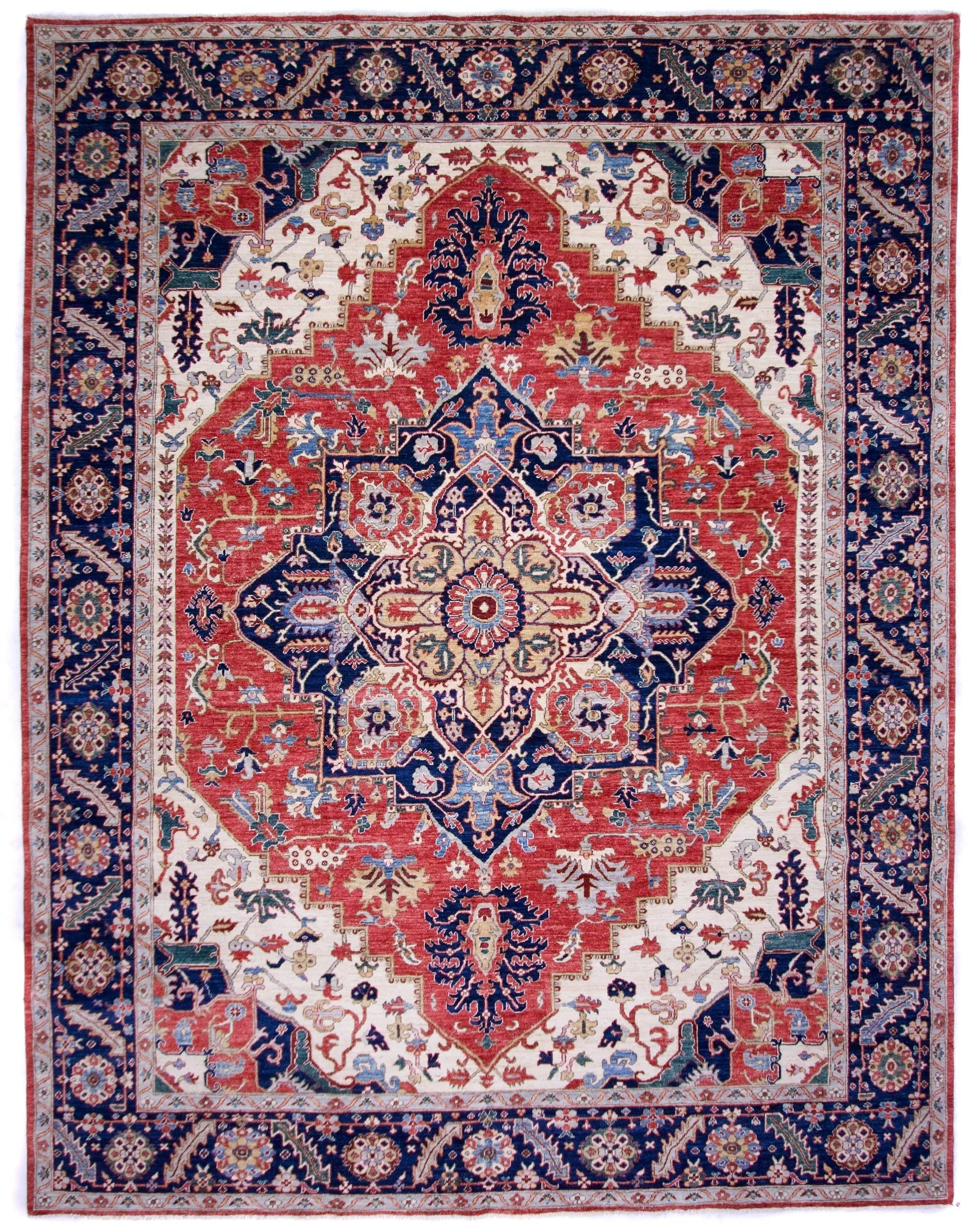 Serapi (9'00"x11'07") red/ivory/navy