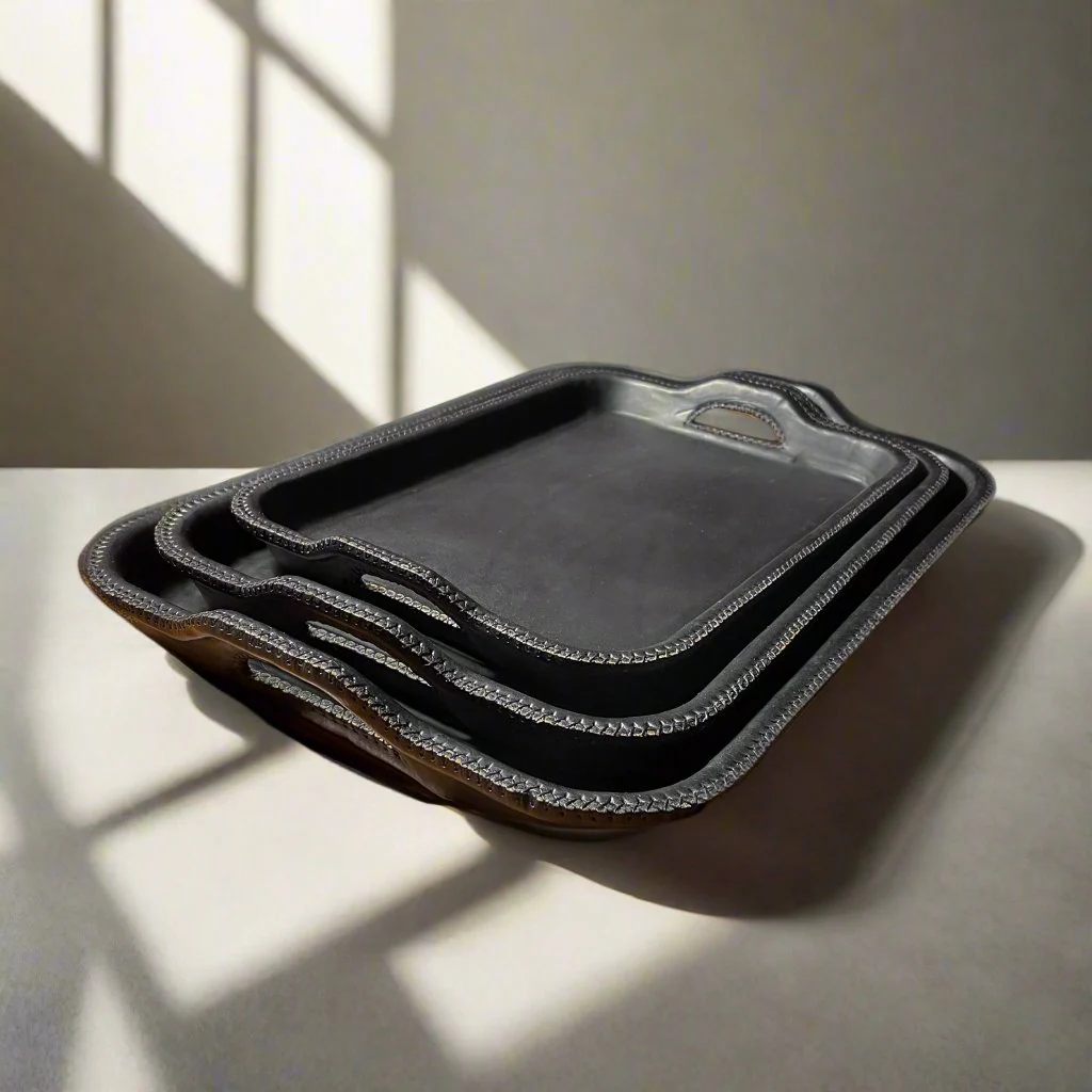 Simetría | Nesting Serving Tray Set (3) w/ Cutout Handles - Image 4