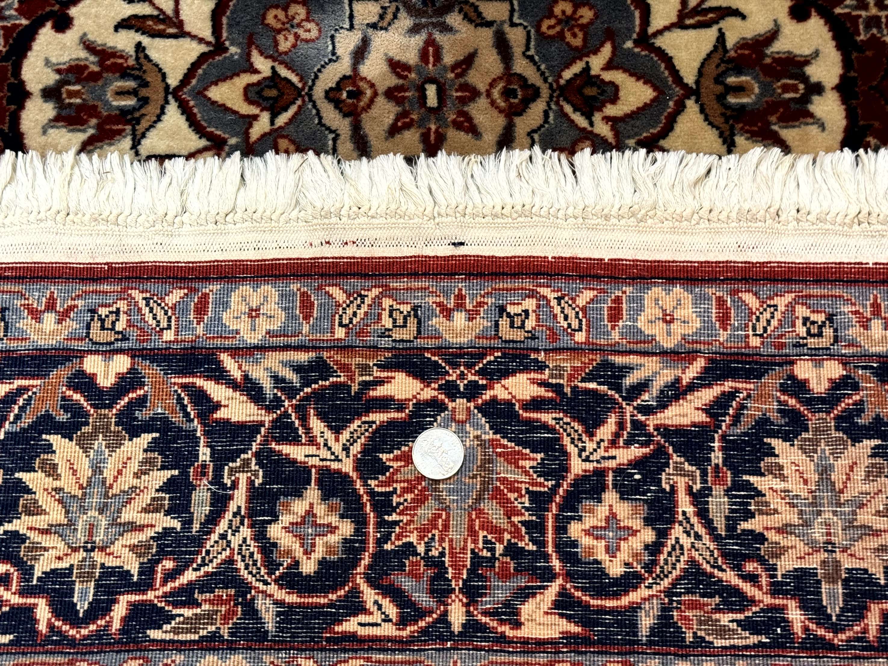 Sino Persian Rug 4x6, Traditional Wool Hand Knotted Carpet, Red Navy Blue, 225 KPSI - Image 10