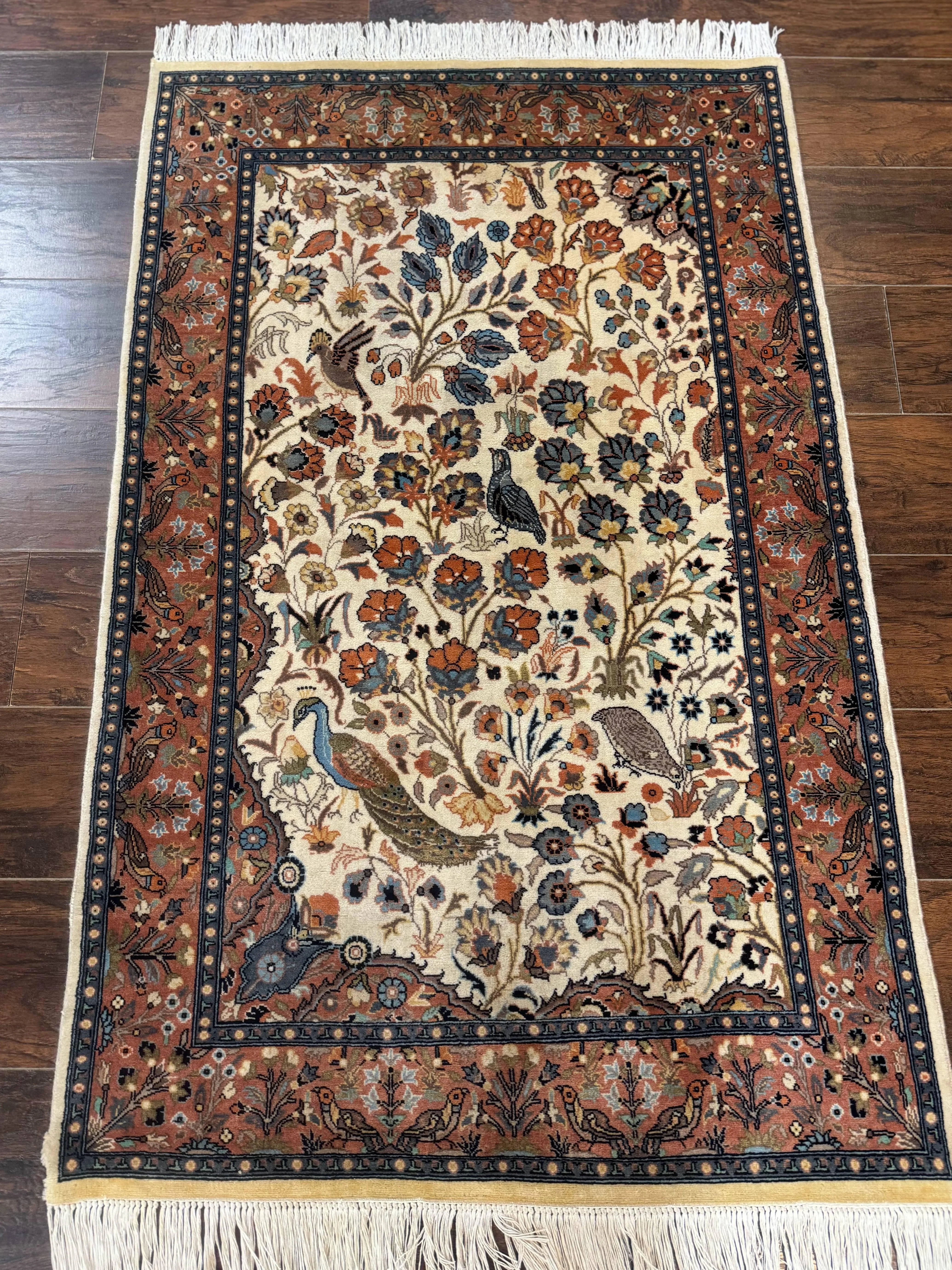 Small Pak Persian Rug 3x5, Peacock Birds Floral - Image 12