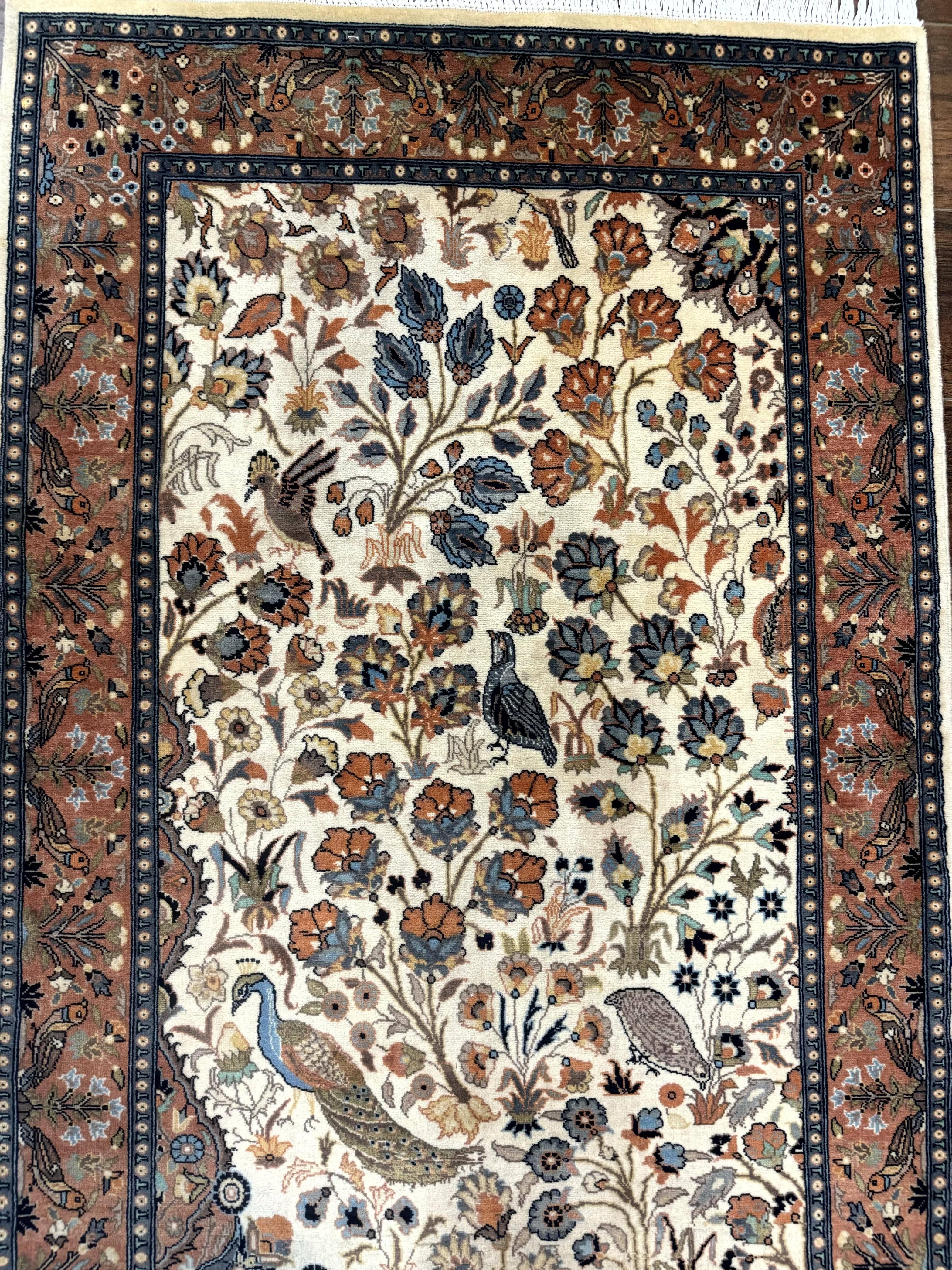 Small Pak Persian Rug 3x5, Peacock Birds Floral - Image 2