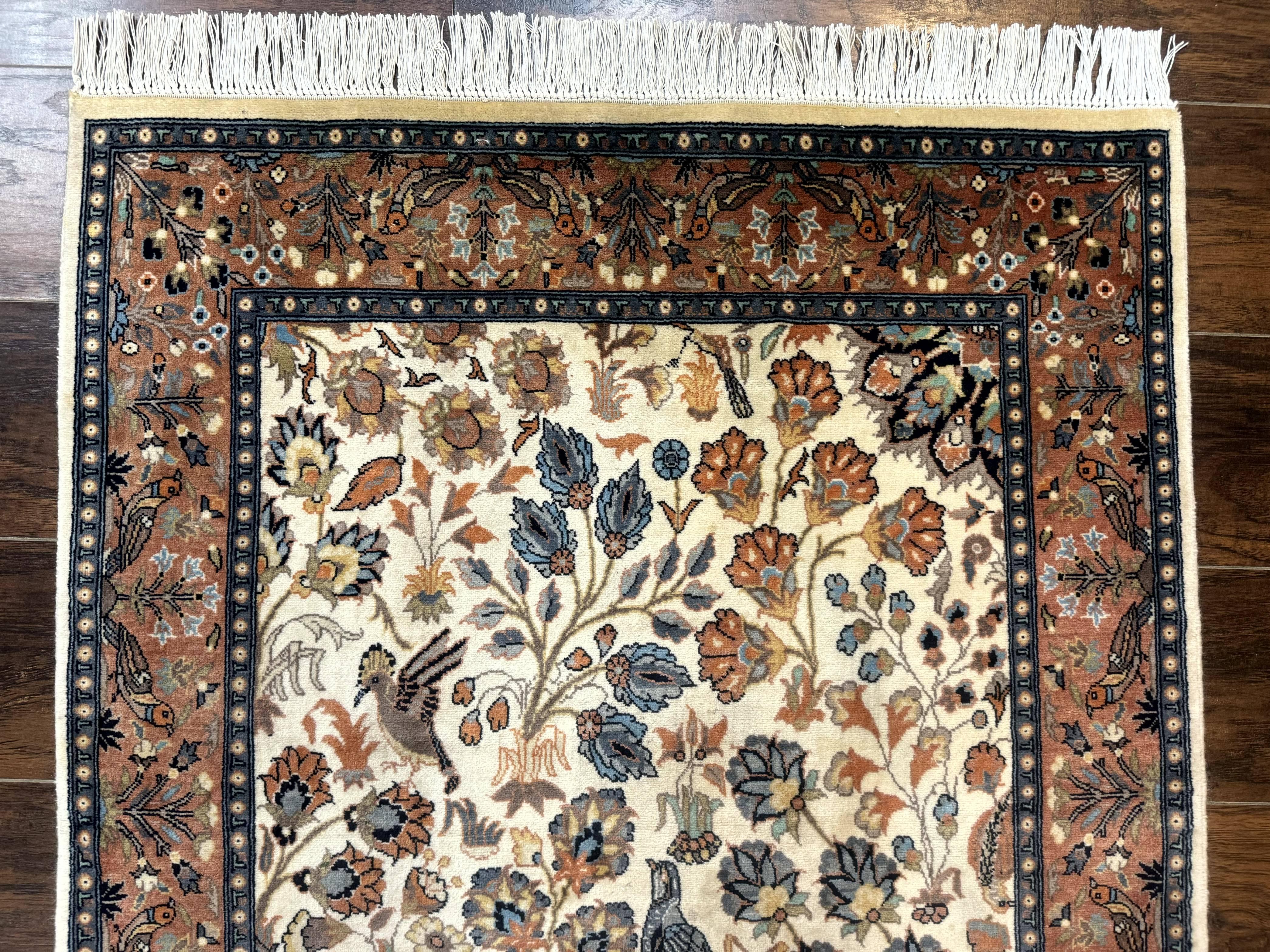 Small Pak Persian Rug 3x5, Peacock Birds Floral - Image 3