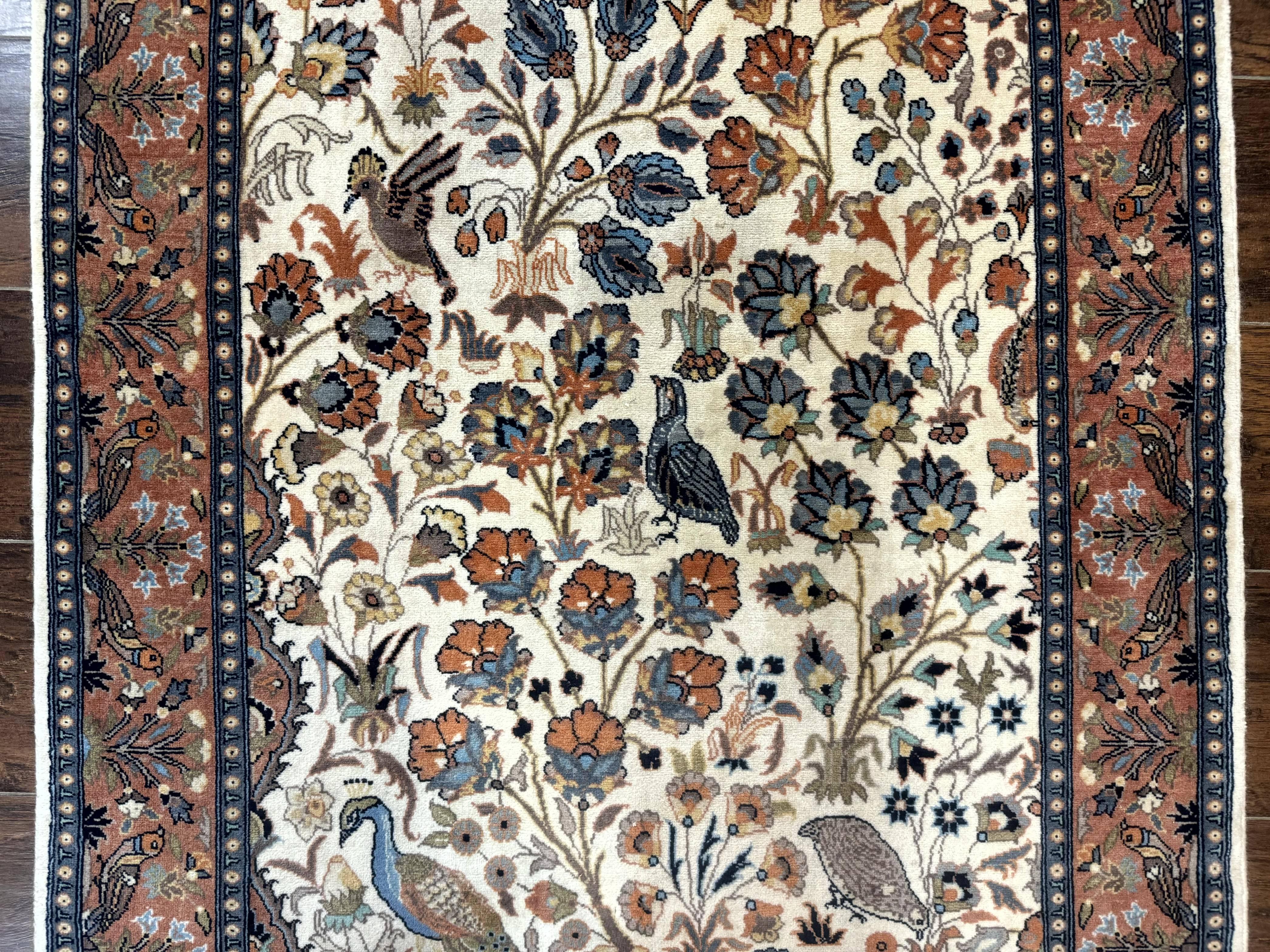 Small Pak Persian Rug 3x5, Peacock Birds Floral - Image 4