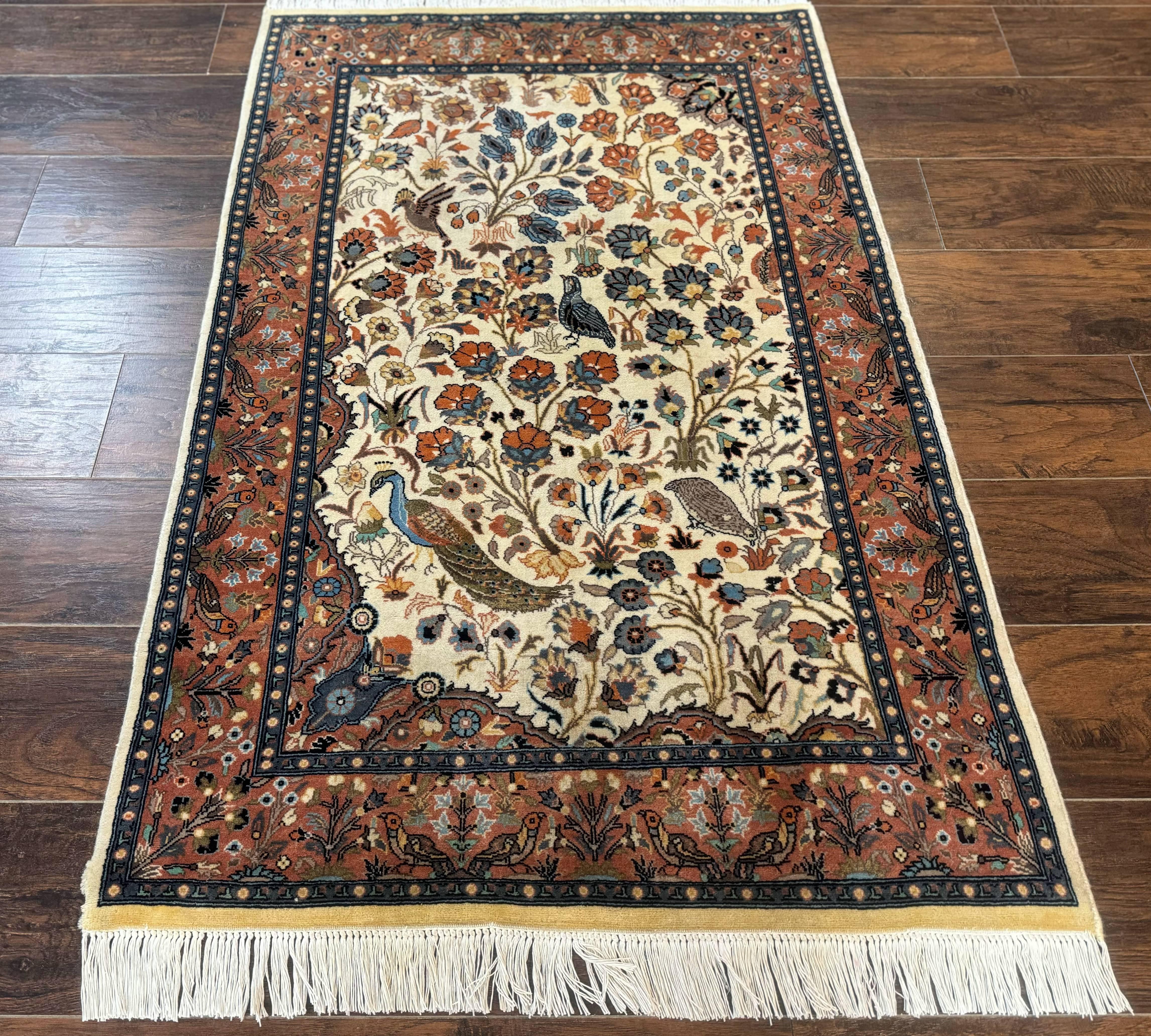 Small Pak Persian Rug 3x5, Peacock Birds Floral - Image 8