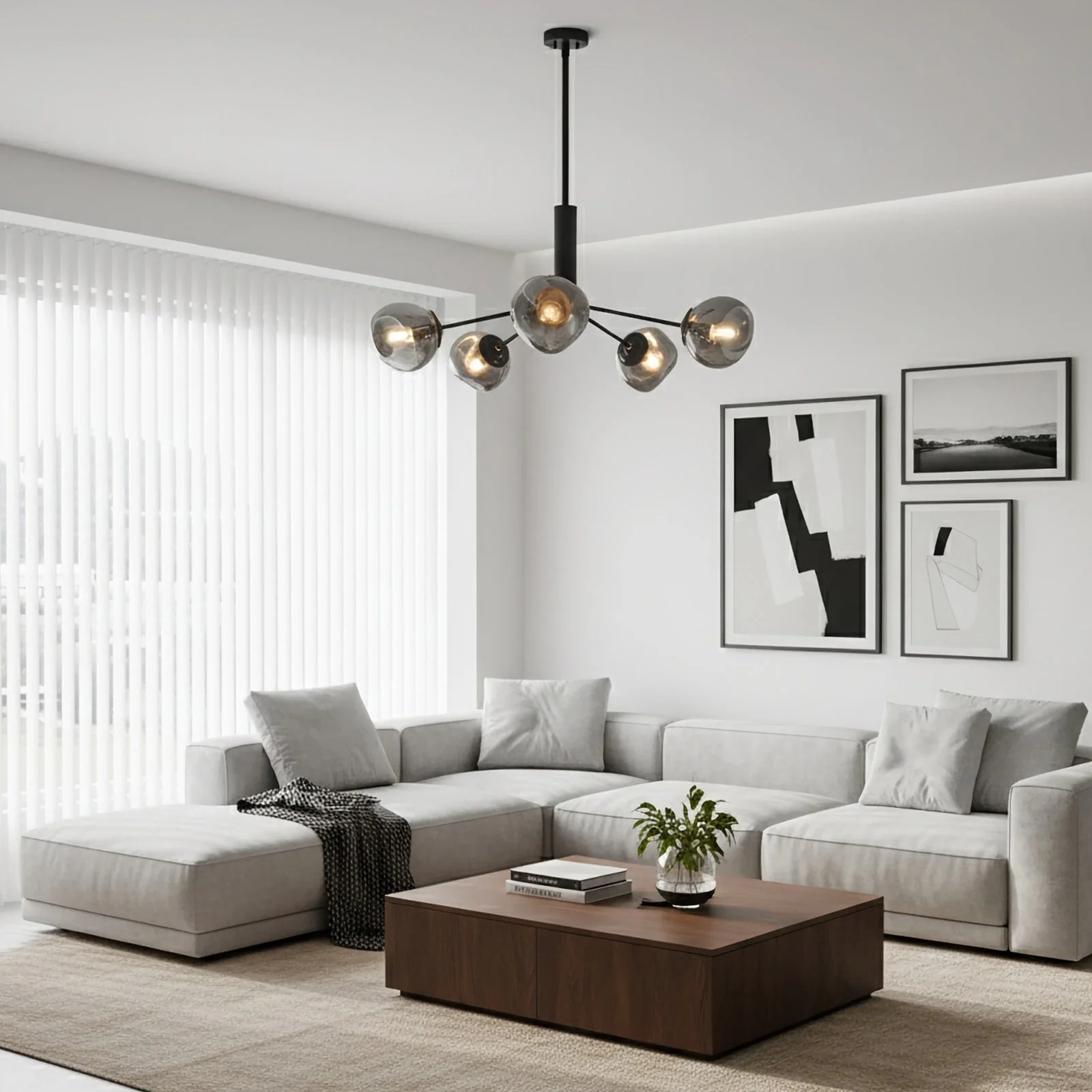 Smoked Glass Chandelier - Image 3