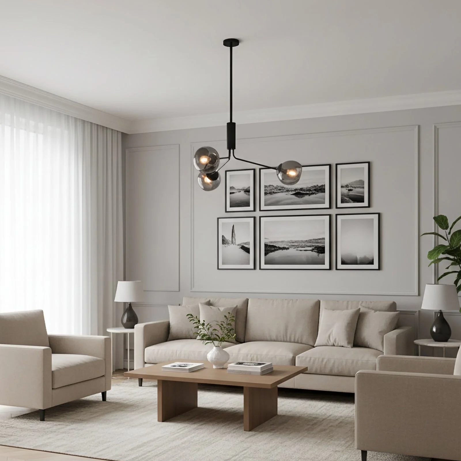 Smoked Glass Chandelier - Image 6