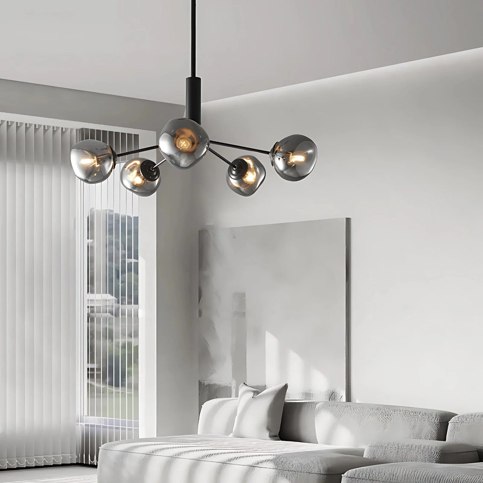 Smoked Glass Chandelier - Image 8