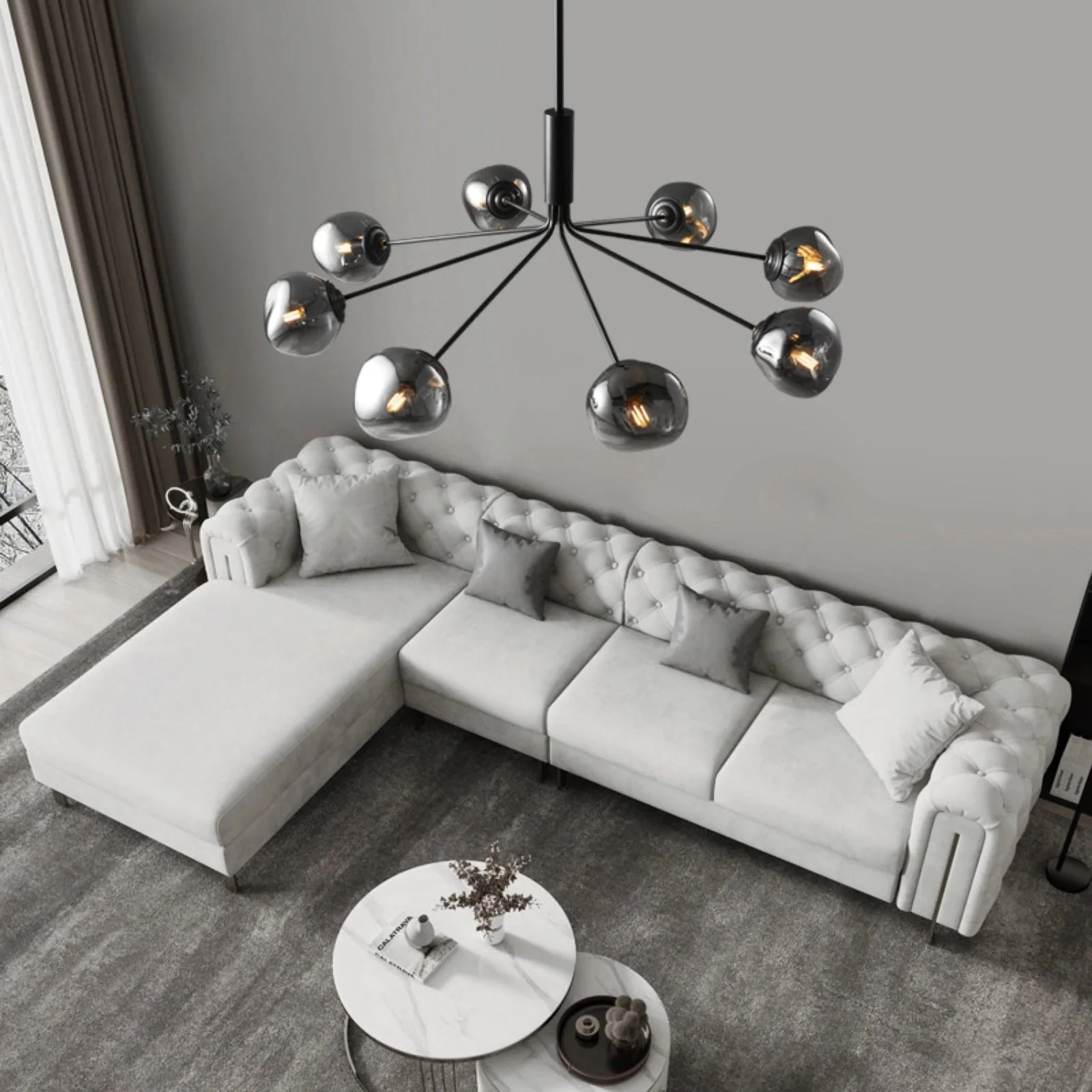 Smoked Glass Chandelier - Image 9