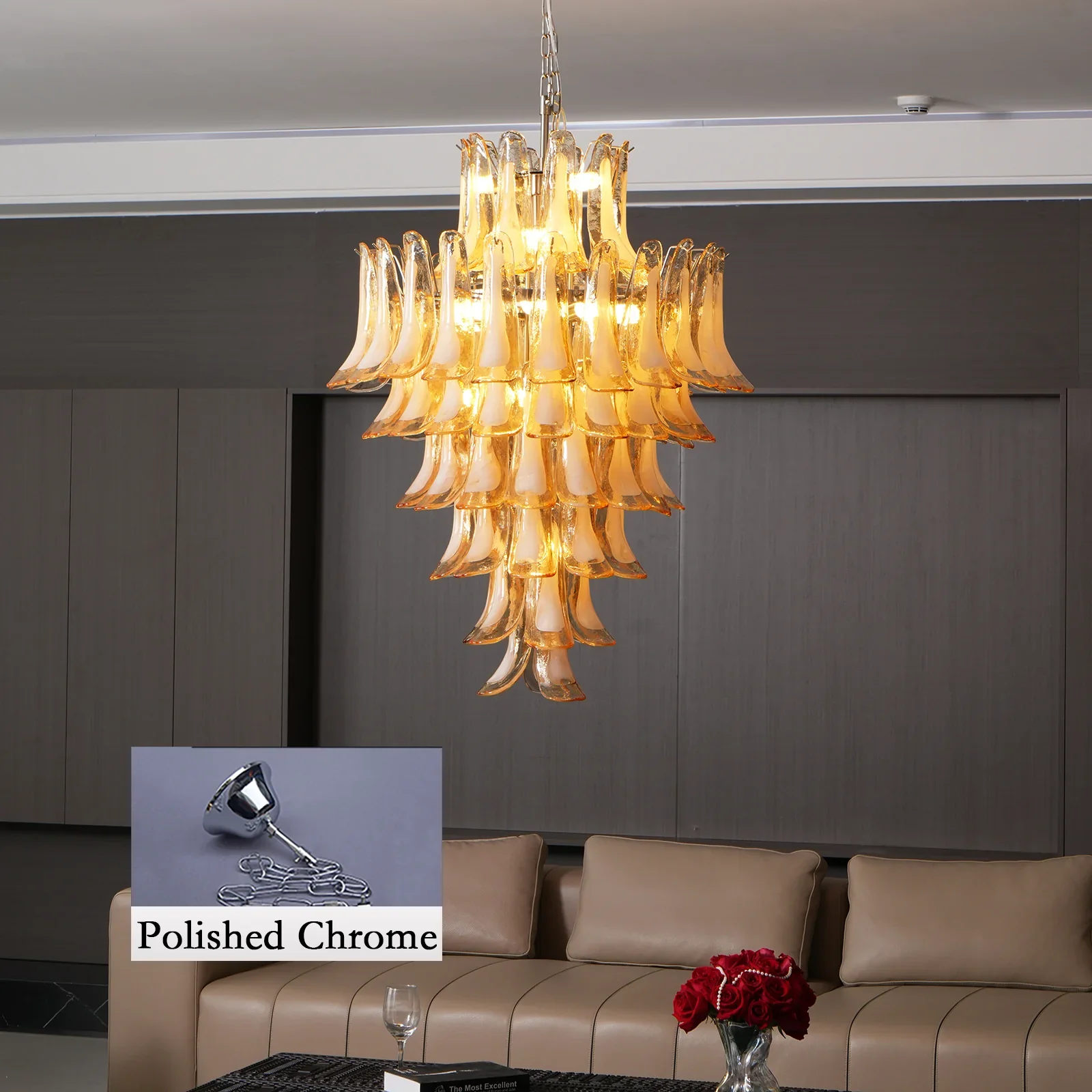 Stunning Murano Amber Petals Chandelier - Image 10