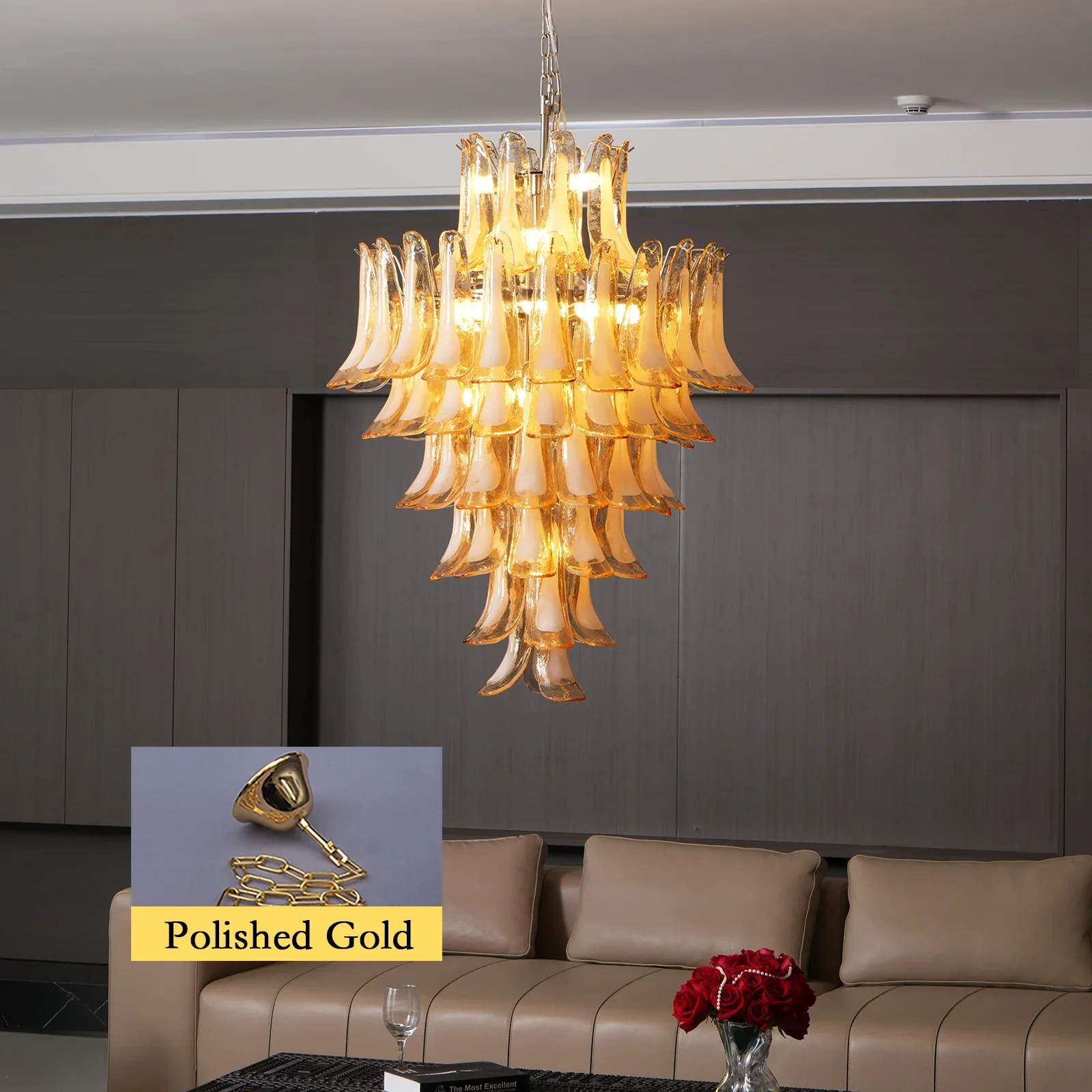 Stunning Murano Amber Petals Chandelier - Image 11
