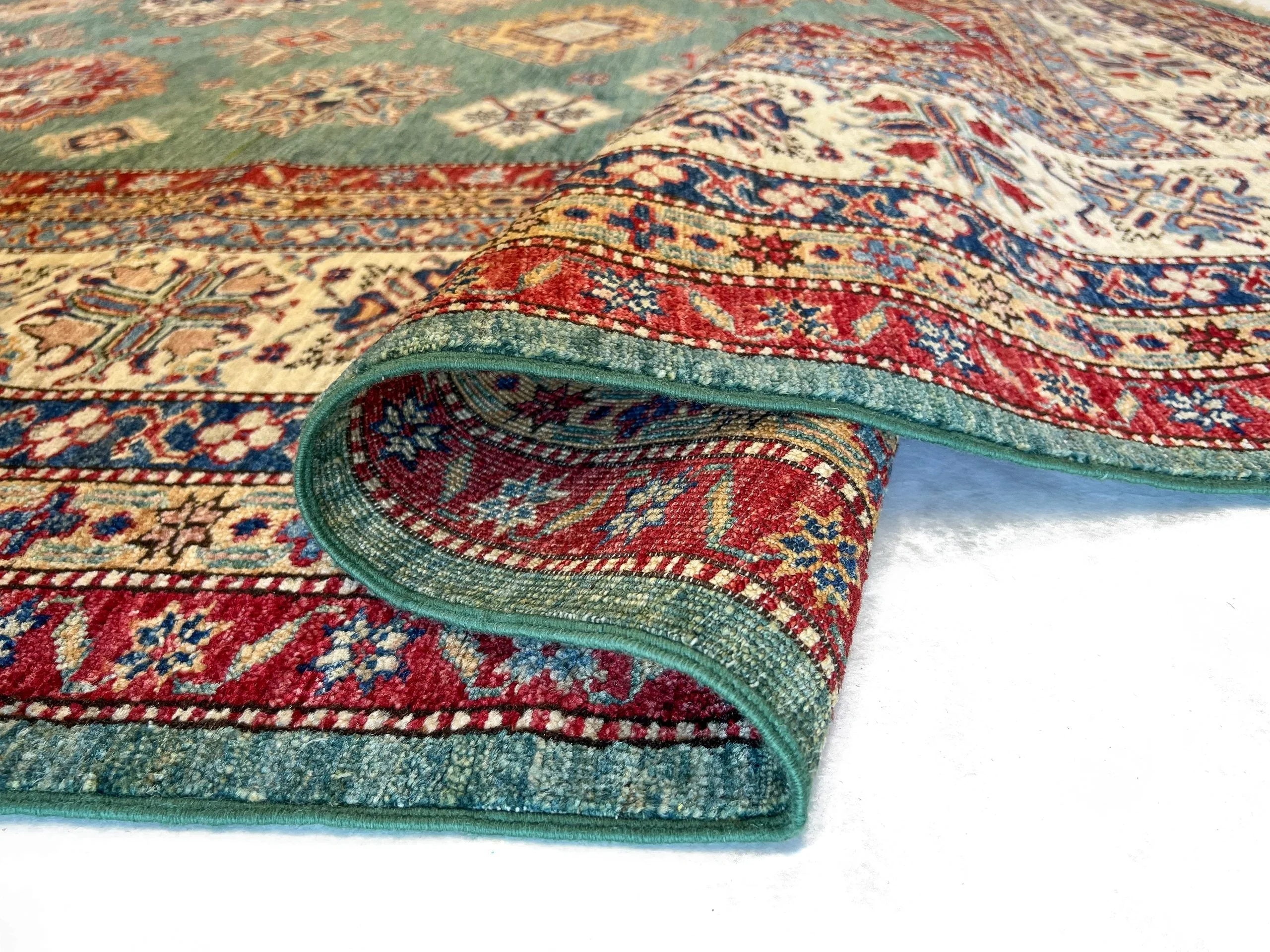 Super Kazak (10x13) green/ivory - Image 5