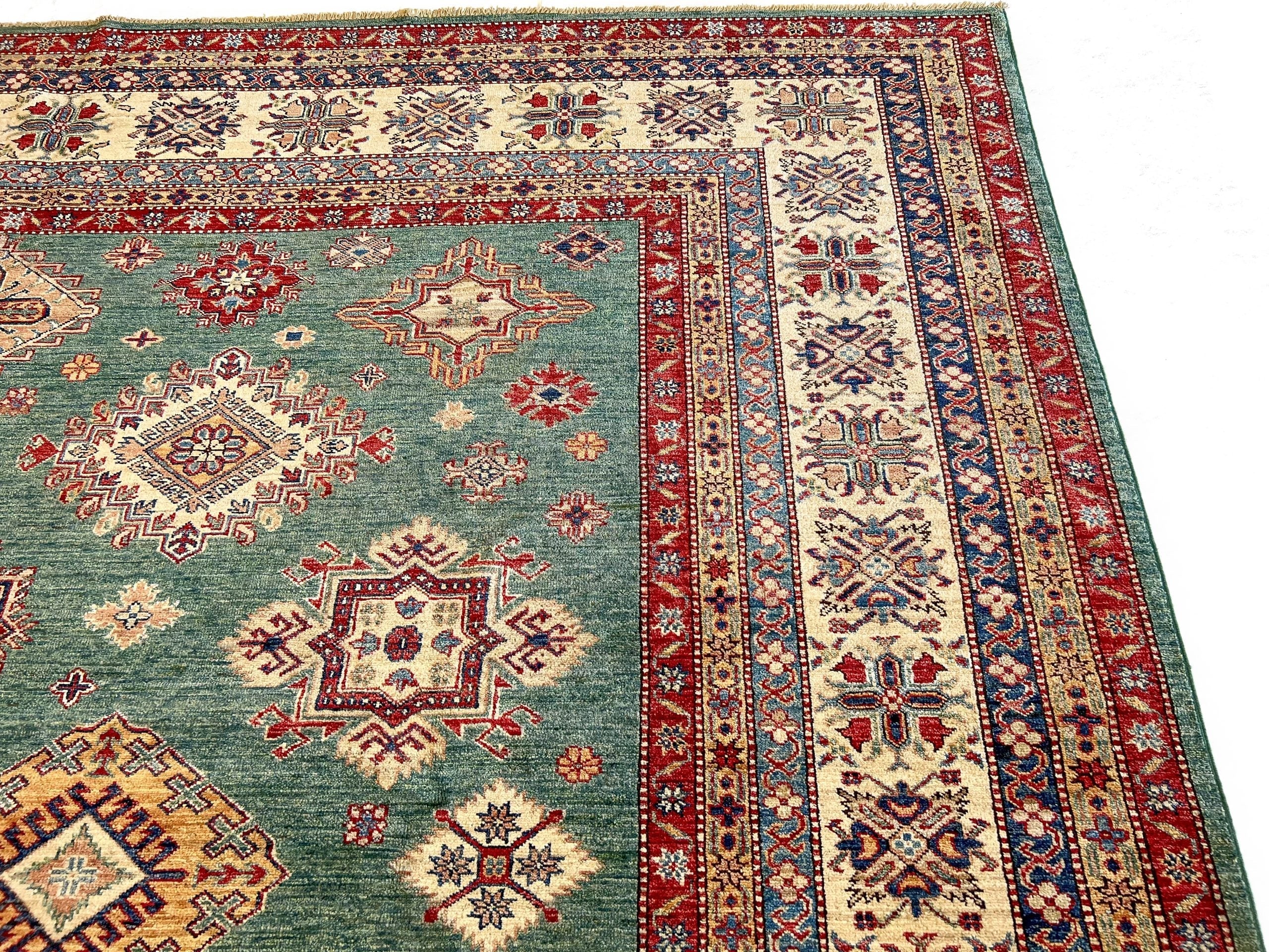 Super Kazak (10x13) green/ivory - Image 6