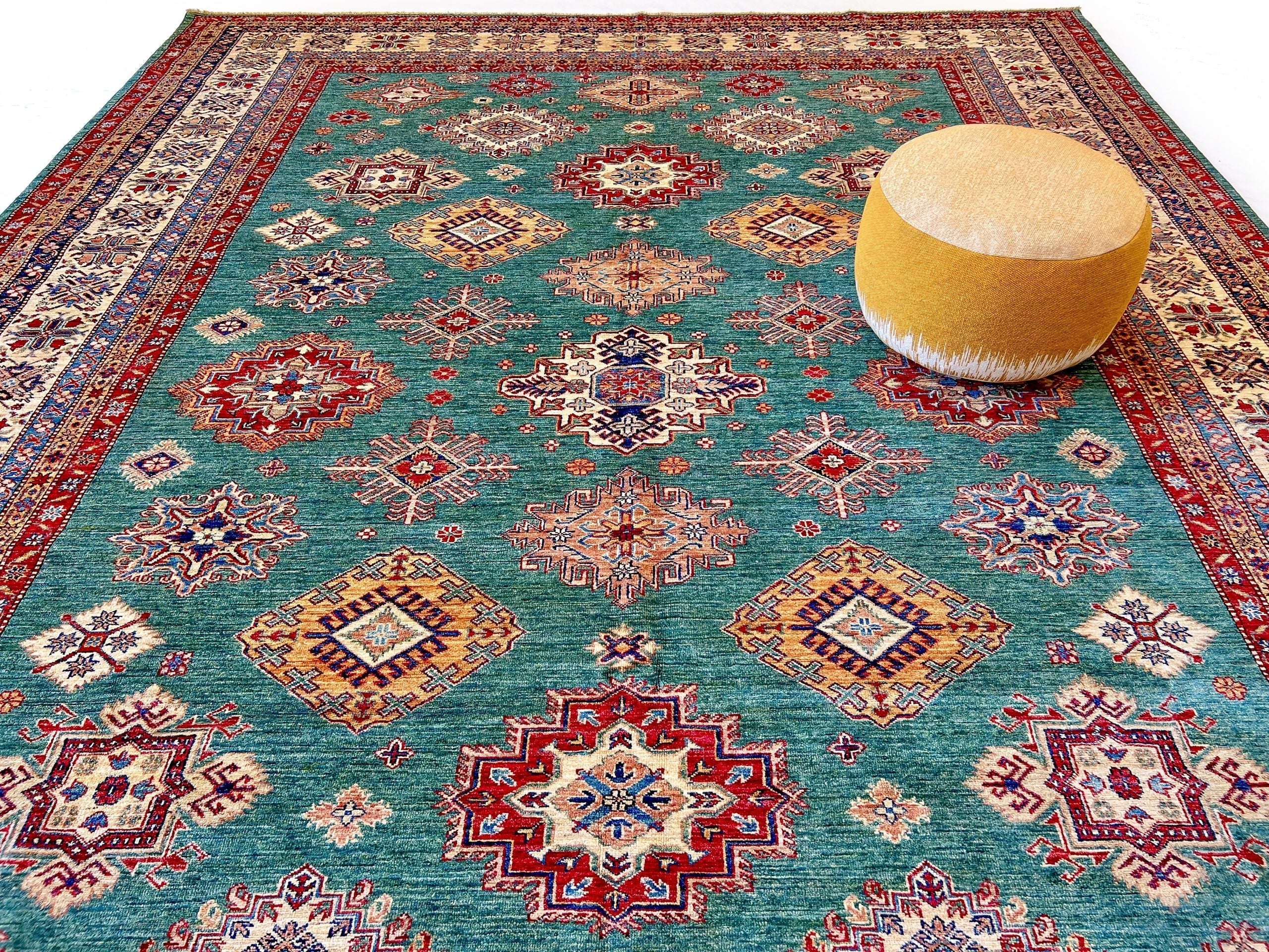 Super Kazak (10x13) green/ivory - Image 9