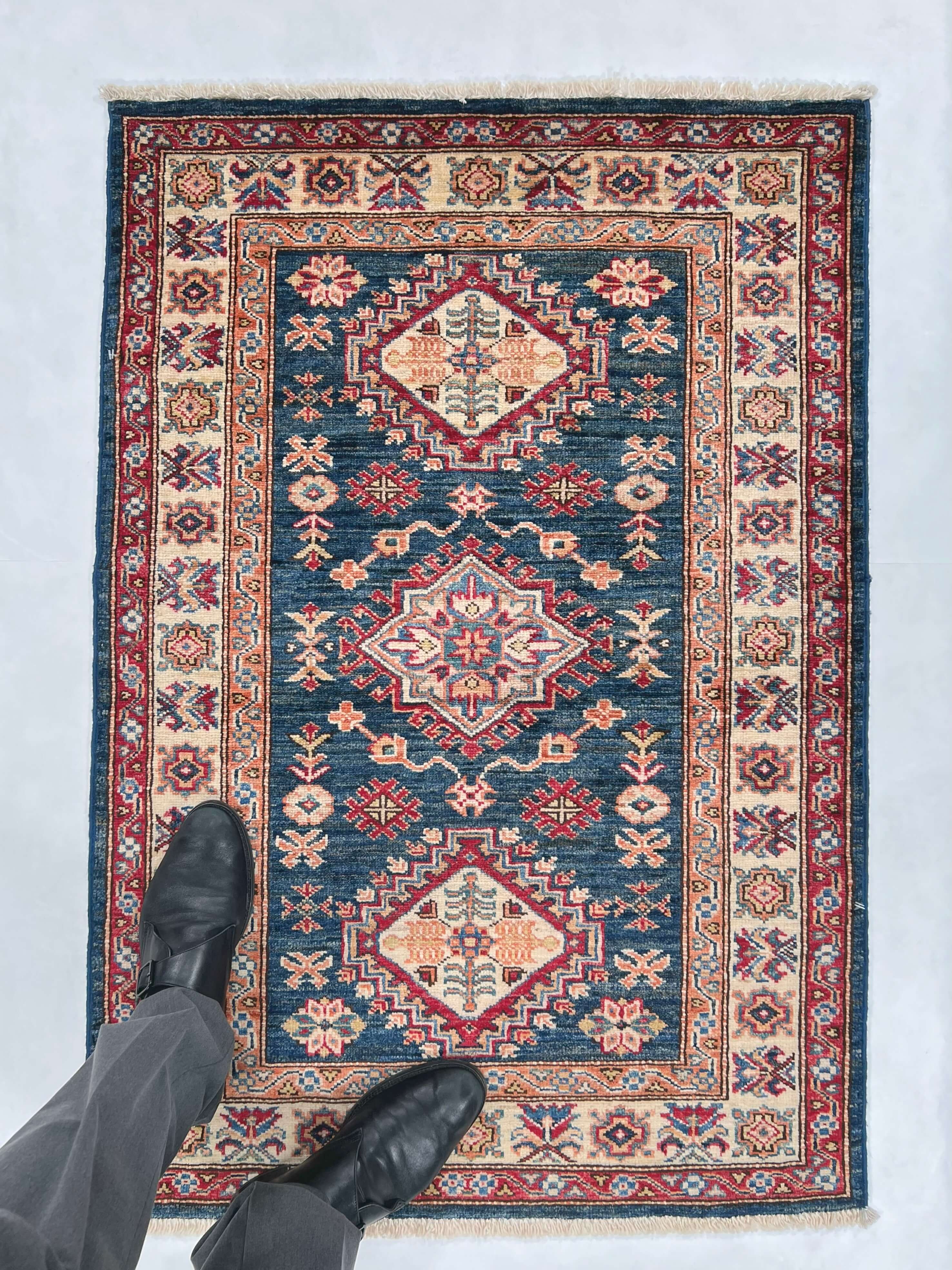 Super Kazak (2'08"x3'10") blue/ivory - Image 6