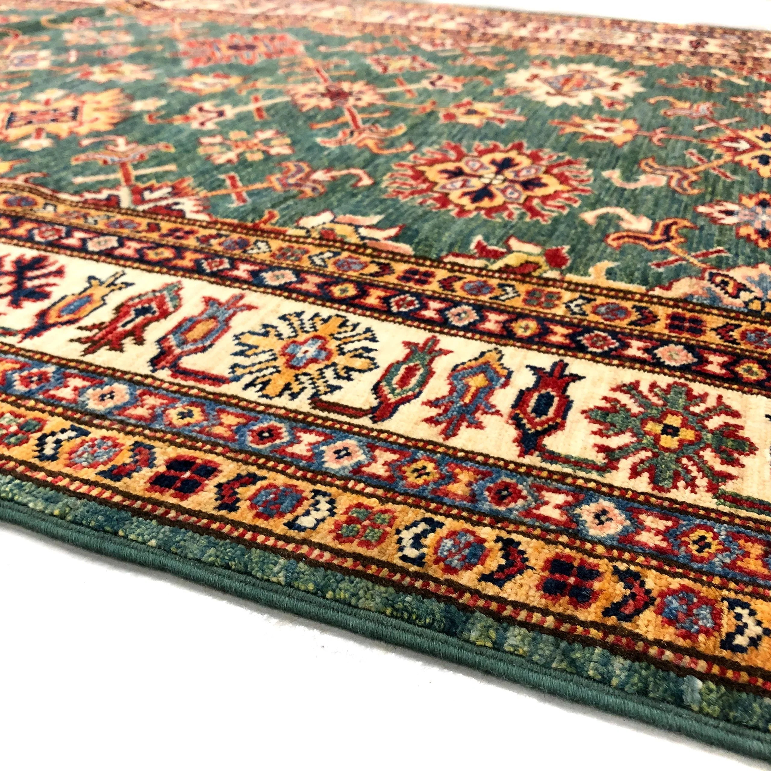 Super Kazak (4'x9' Runner) green/ivory - Image 3