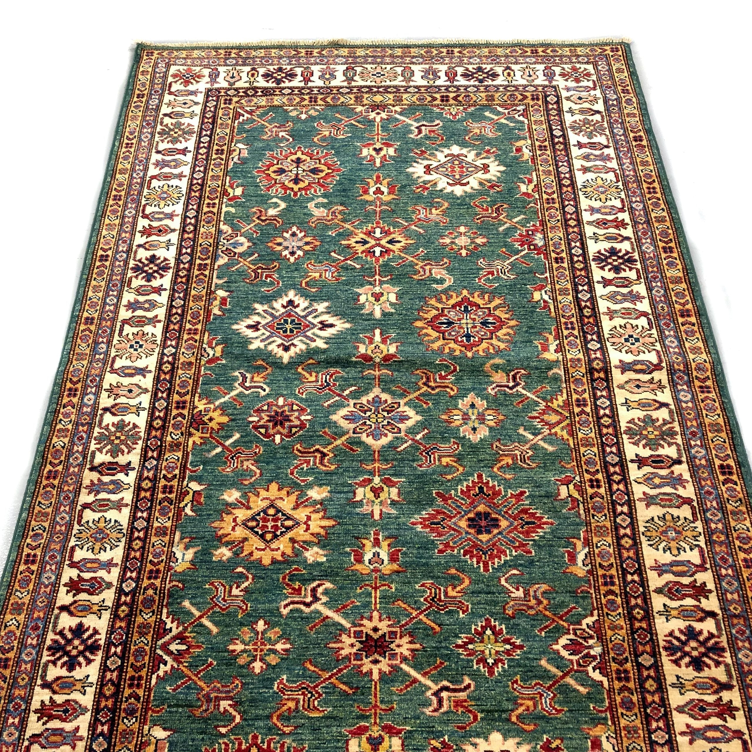 Super Kazak (4'x9' Runner) green/ivory - Image 4