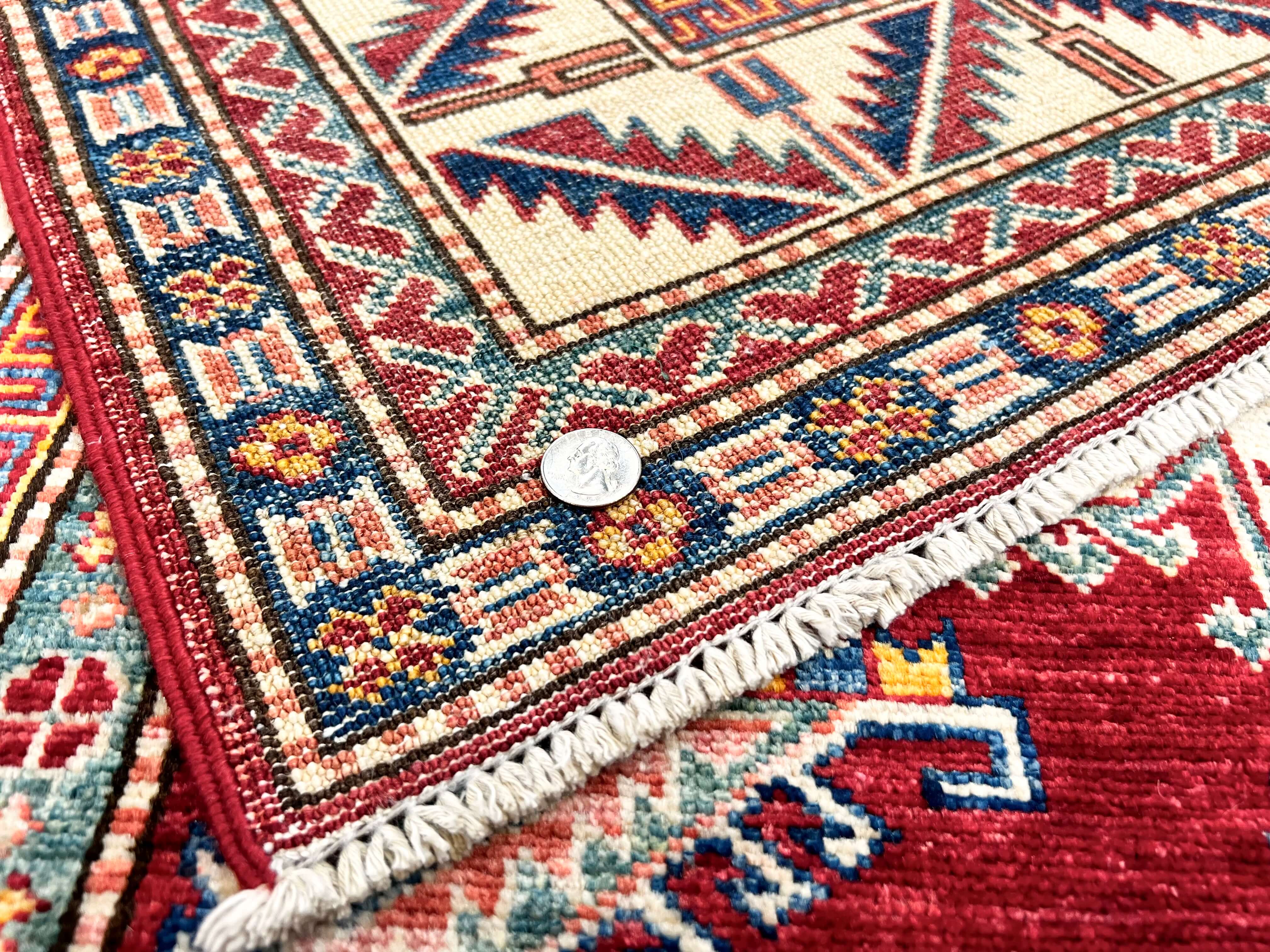 Super Kazak 4'00"x5'11" red/ivo - Image 10