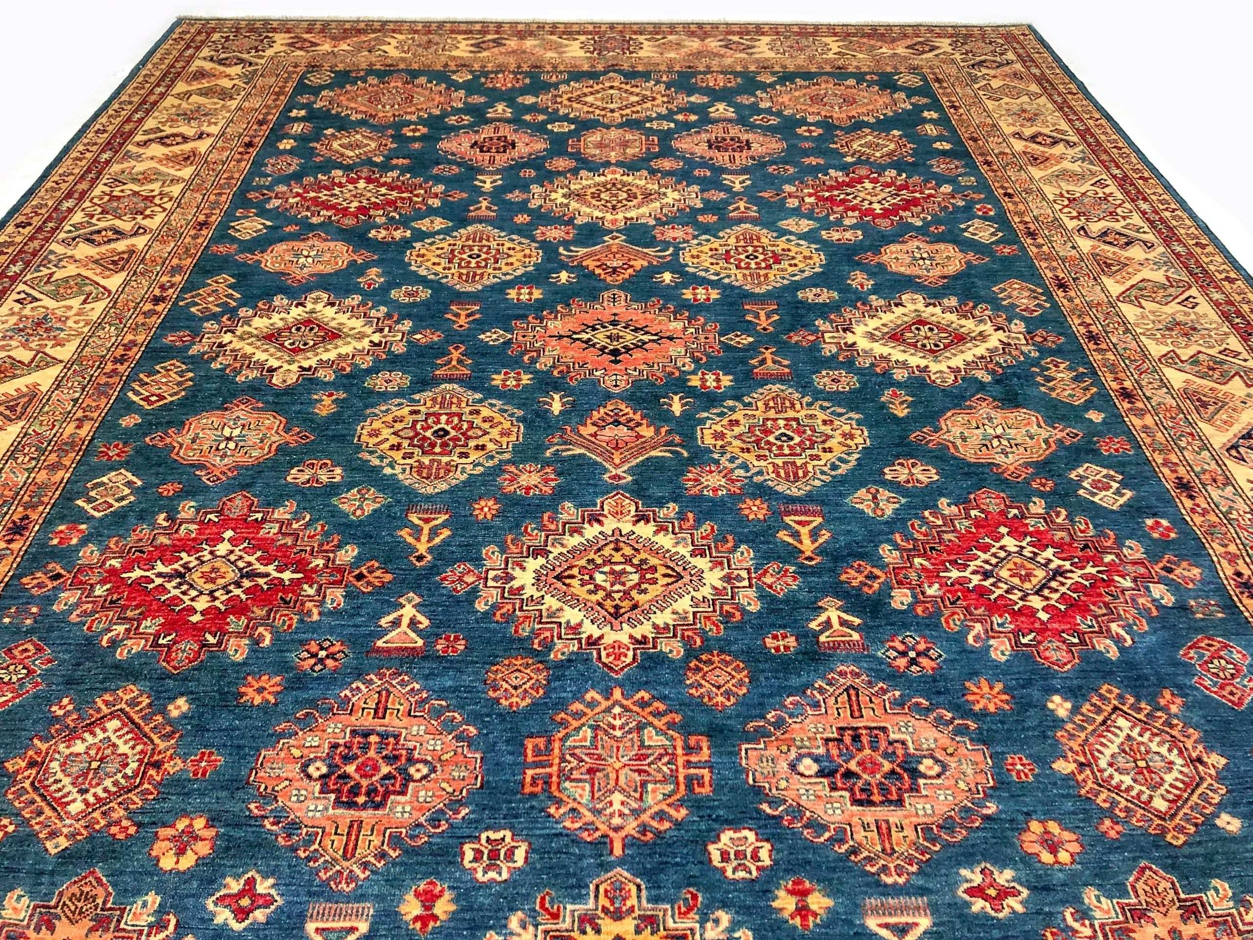 Super Kazak (8'11"x12'02") blue/lt.gold - Image 4