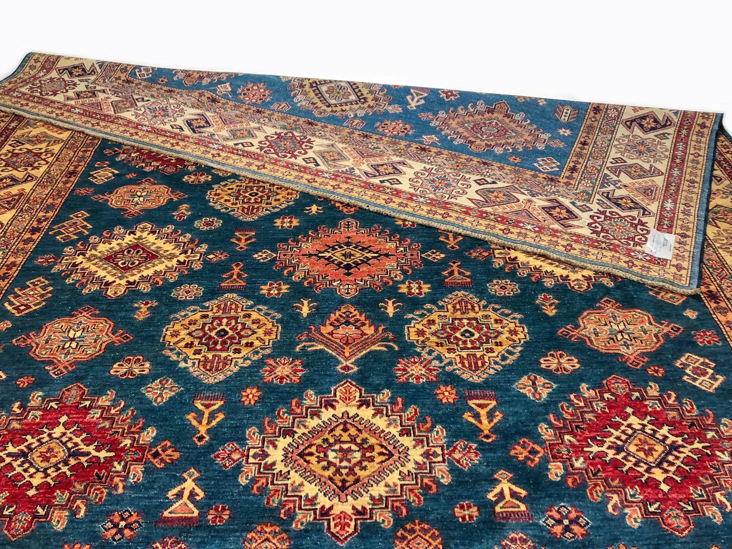 Super Kazak (8'11"x12'02") blue/lt.gold - Image 6