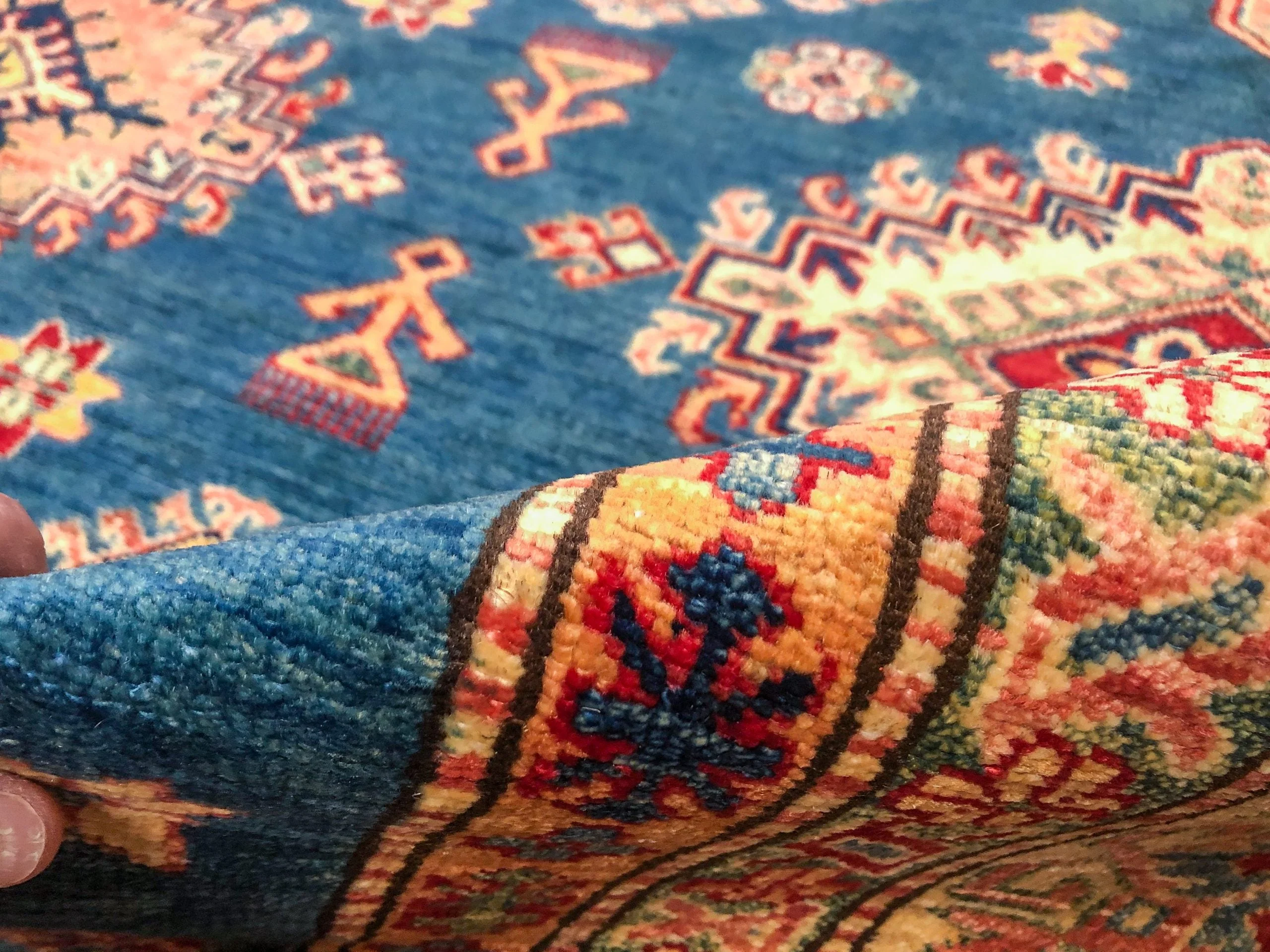 Super Kazak (8'11"x12'02") blue/lt.gold - Image 9
