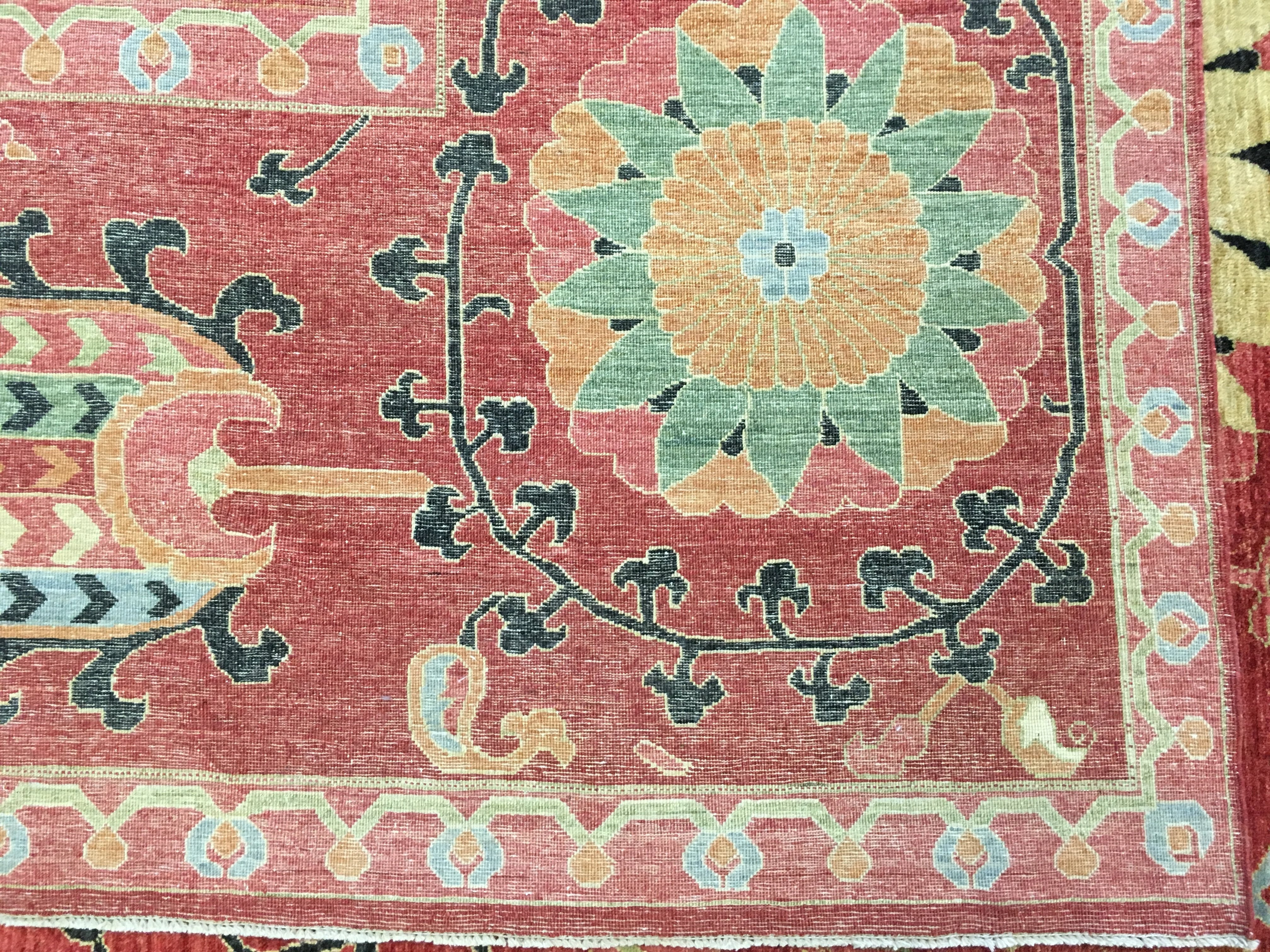 Suzani with Genuine Silk (9'02"x12'01") red - Image 4