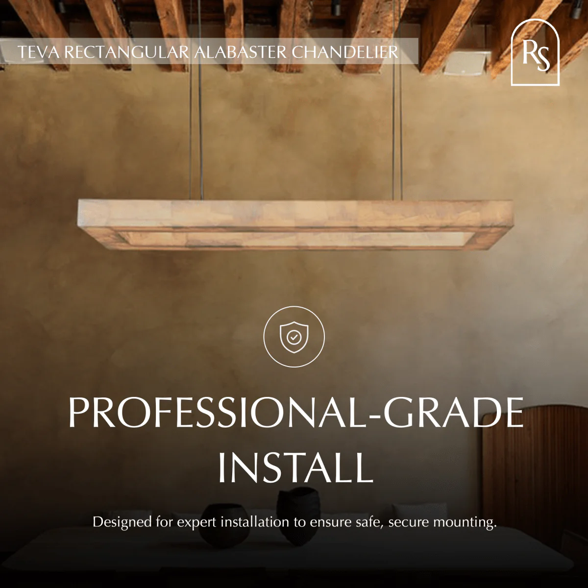 Teva Rectangular Alabaster Chandelier - Image 9