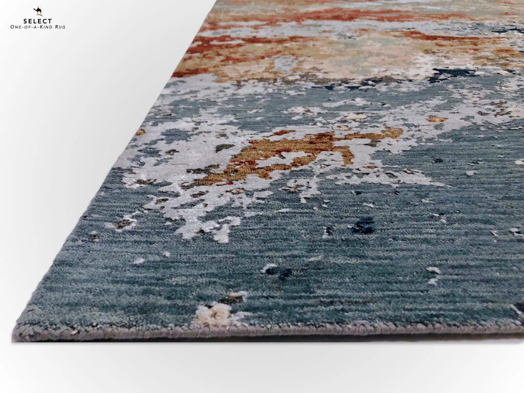 Textured Contemporary (7'11"x9'11") blue/rust - Image 3