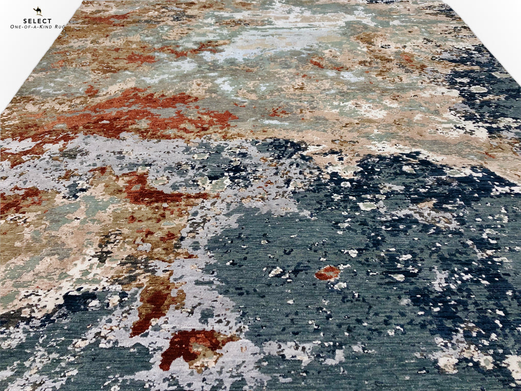 Textured Contemporary (7'11"x9'11") blue/rust - Image 4