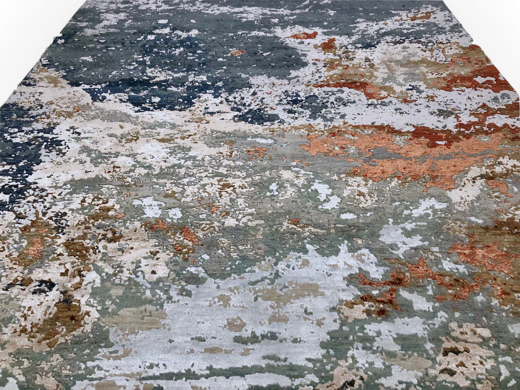 Textured Contemporary (7'11"x9'11") blue/rust - Image 5
