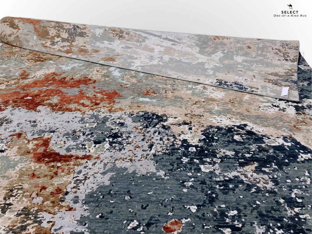Textured Contemporary (7'11"x9'11") blue/rust - Image 6