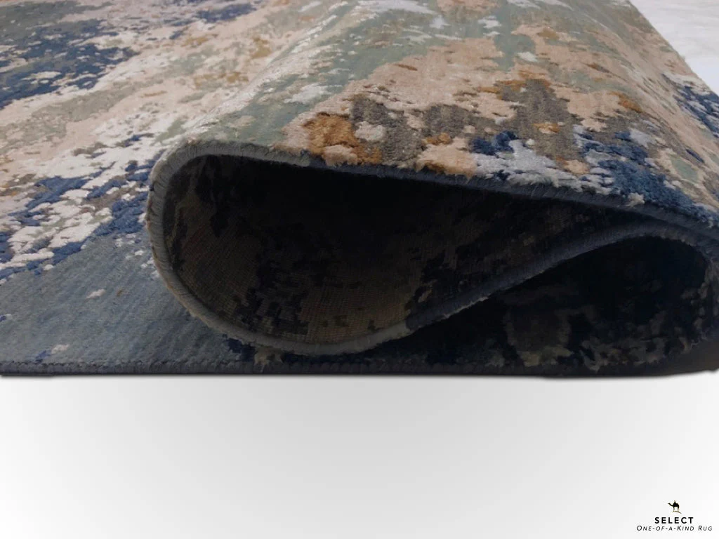 Textured Contemporary (7'11"x9'11") blue/rust - Image 9