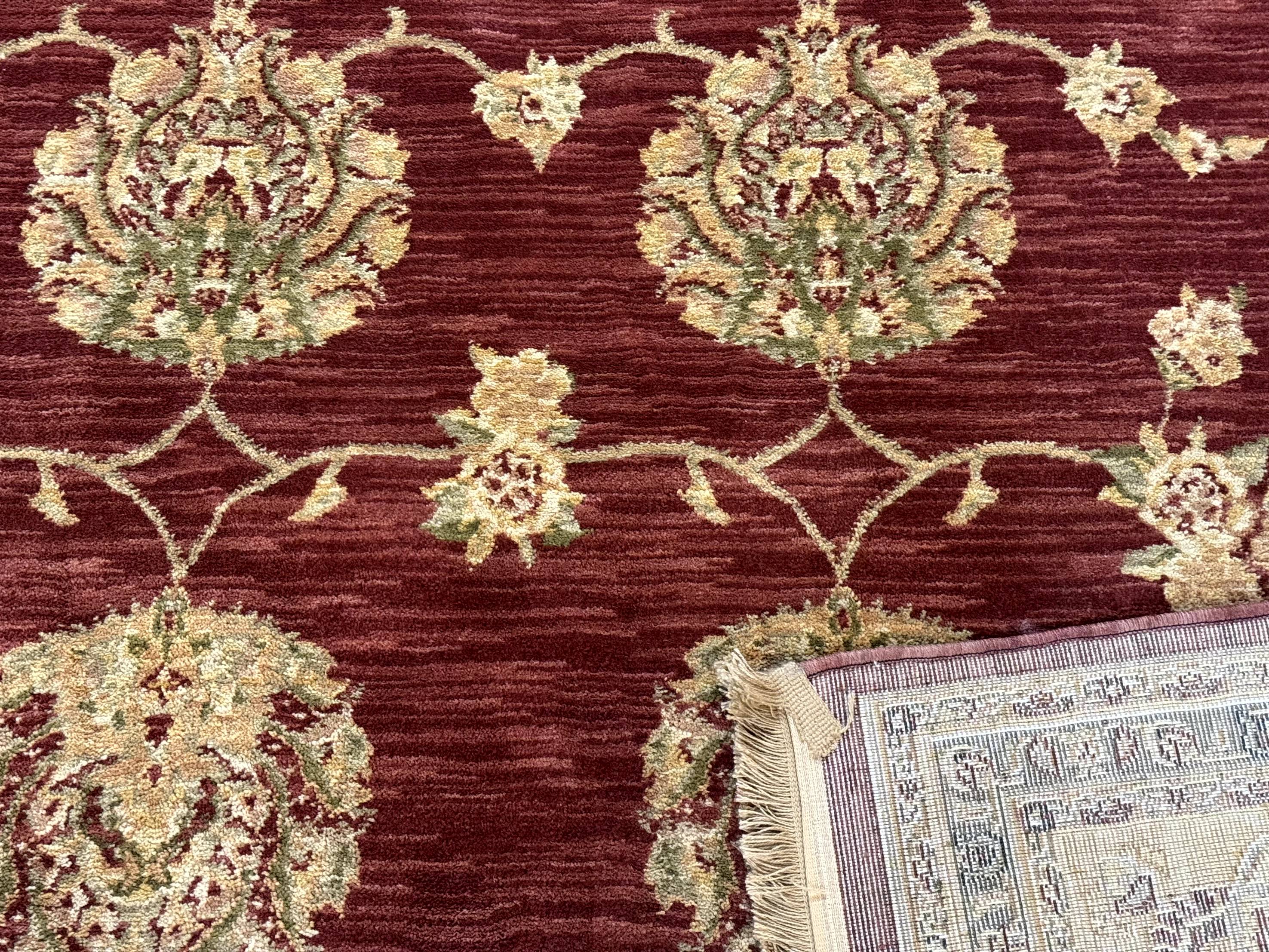 Traditional Wool Oriental Rug 9x13, Large Power Loomed Carpet, Burgundy - Image 10