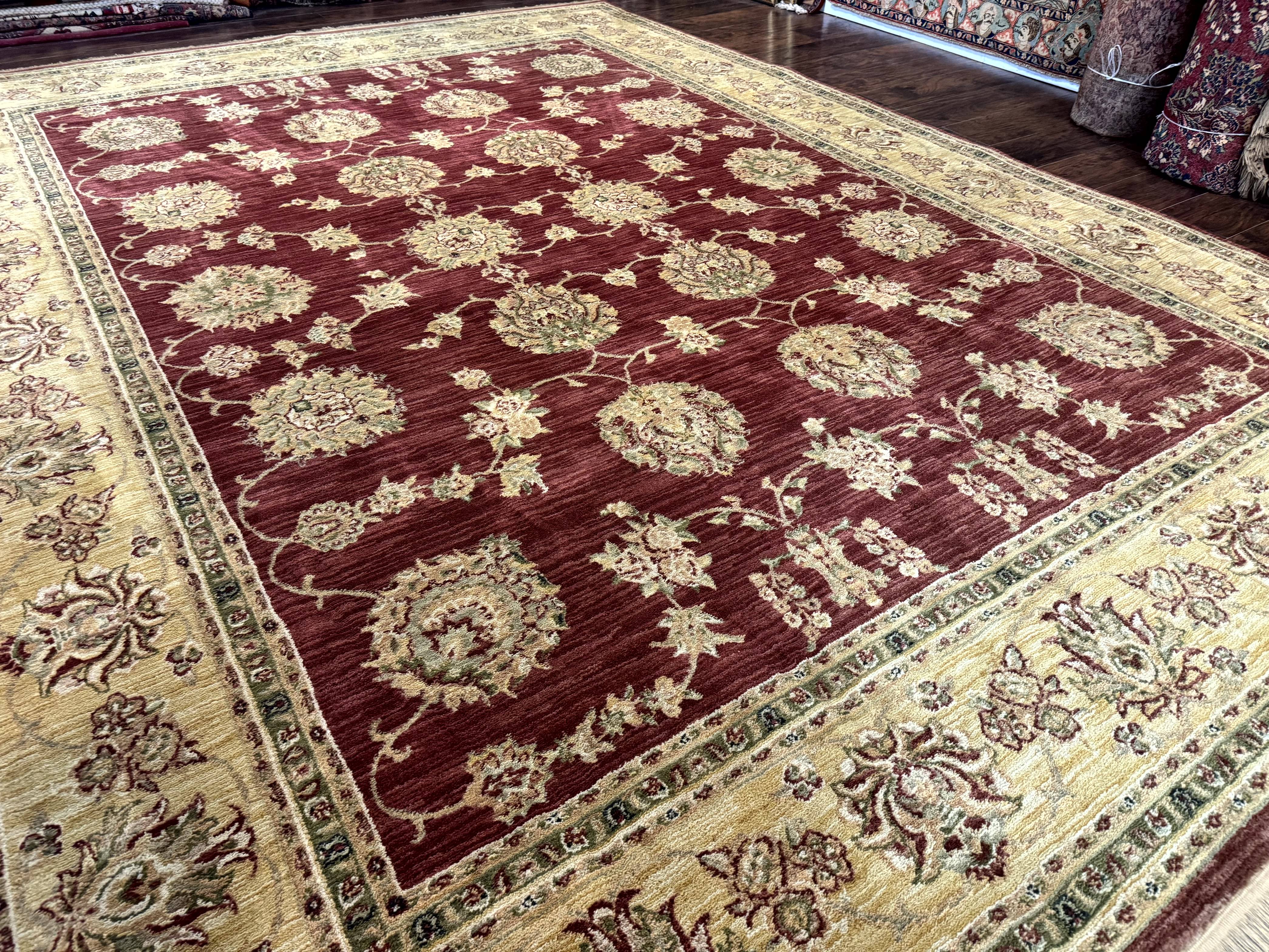 Traditional Wool Oriental Rug 9x13, Large Power Loomed Carpet, Burgundy - Image 12