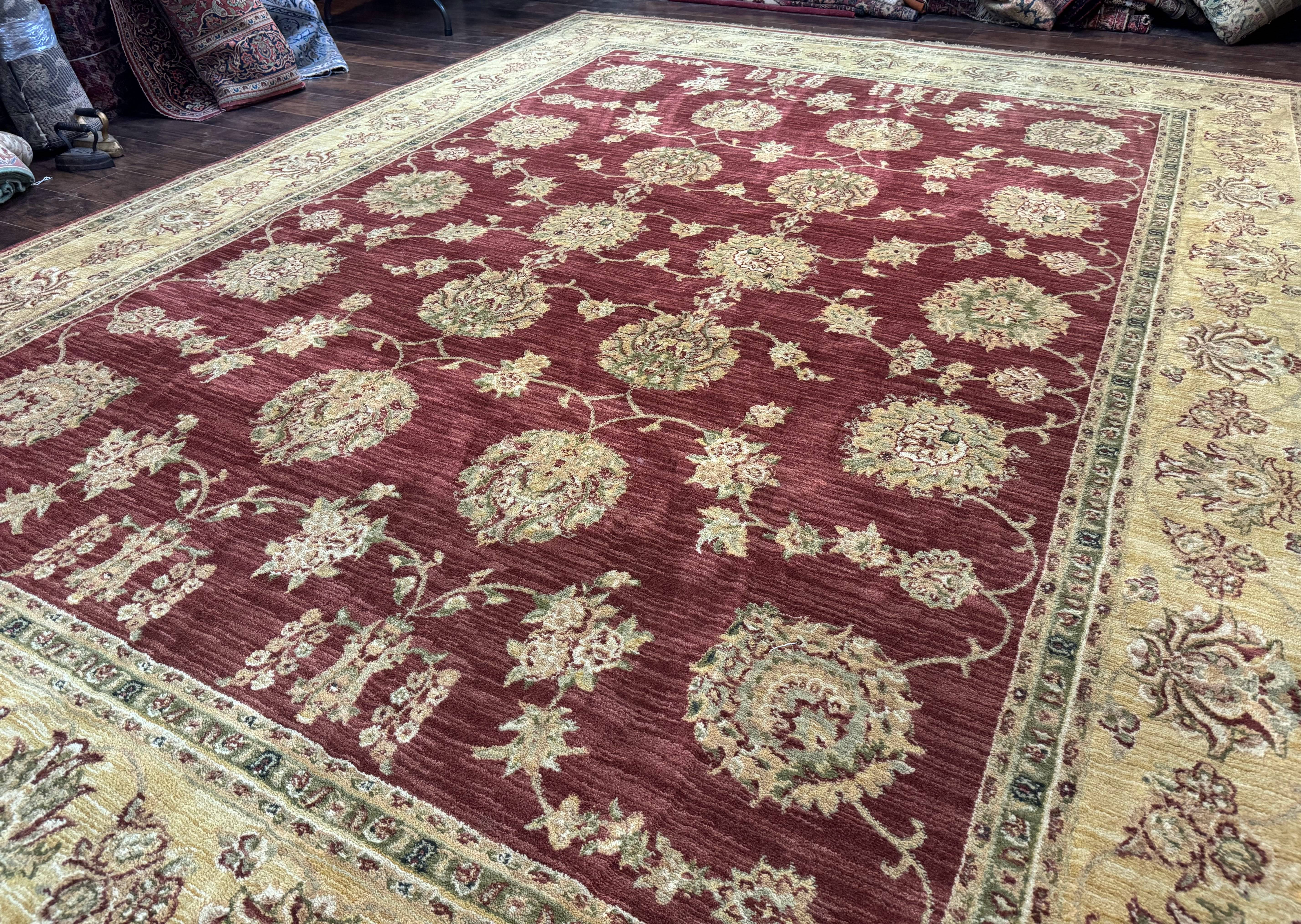 Traditional Wool Oriental Rug 9x13, Large Power Loomed Carpet, Burgundy - Image 2