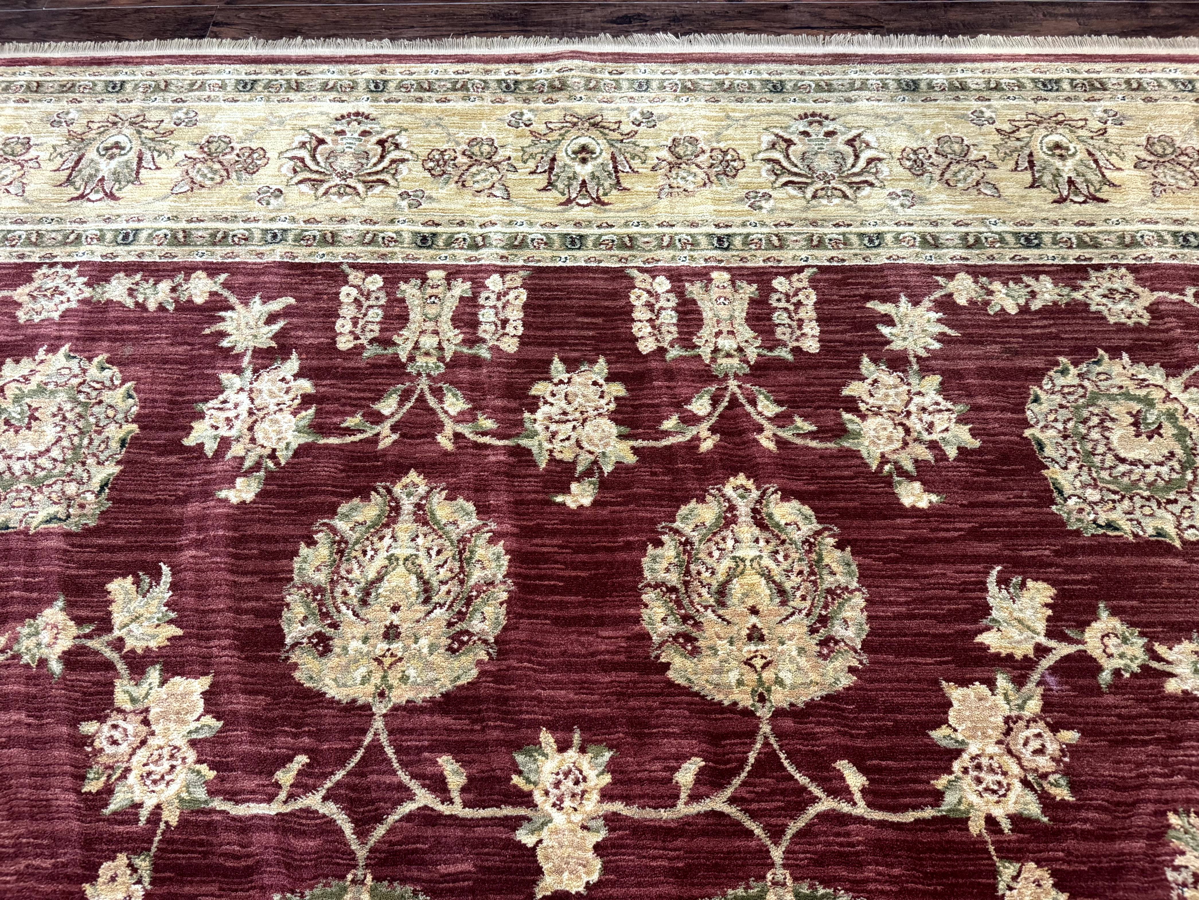 Traditional Wool Oriental Rug 9x13, Large Power Loomed Carpet, Burgundy - Image 3