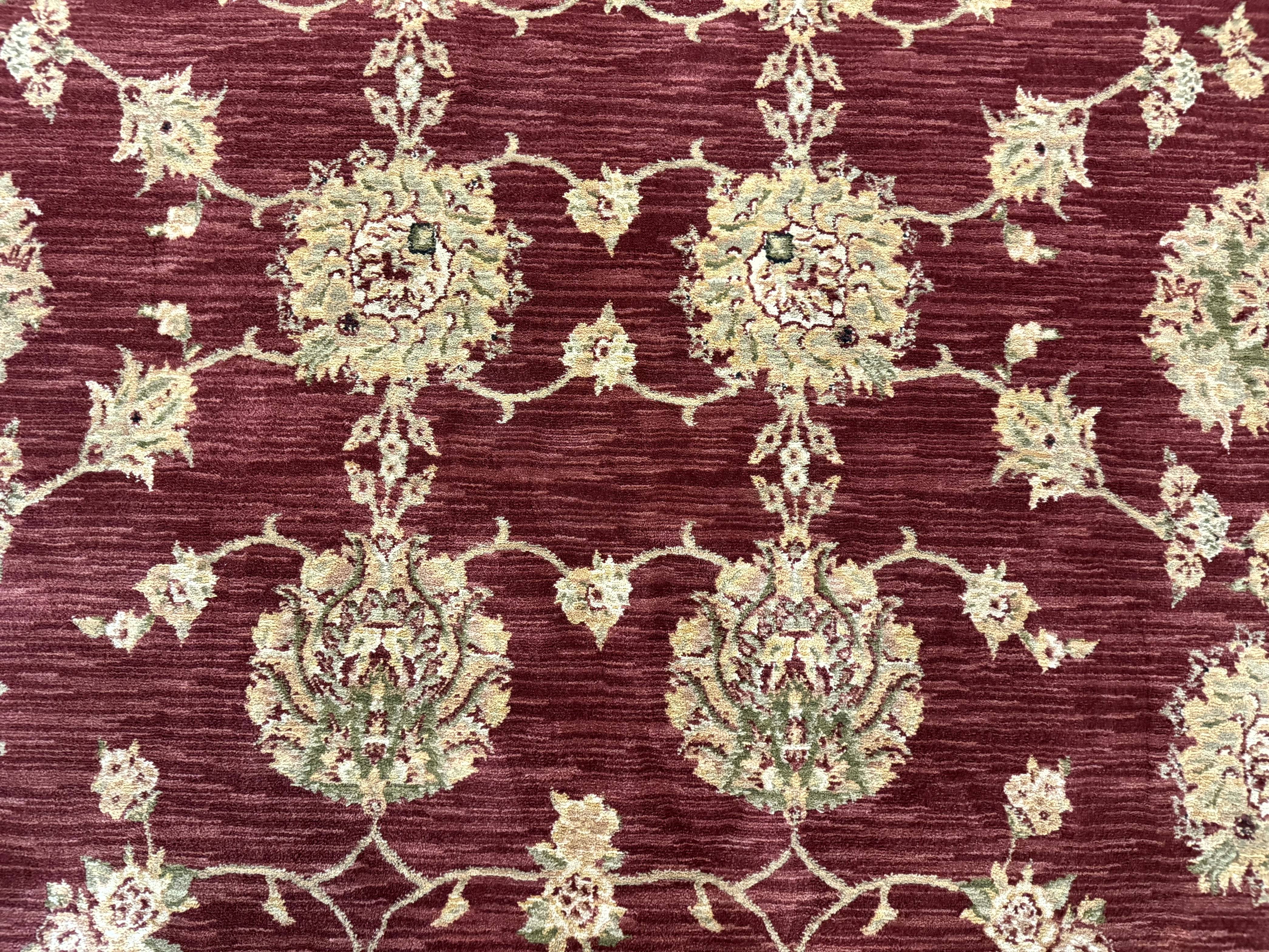 Traditional Wool Oriental Rug 9x13, Large Power Loomed Carpet, Burgundy - Image 4