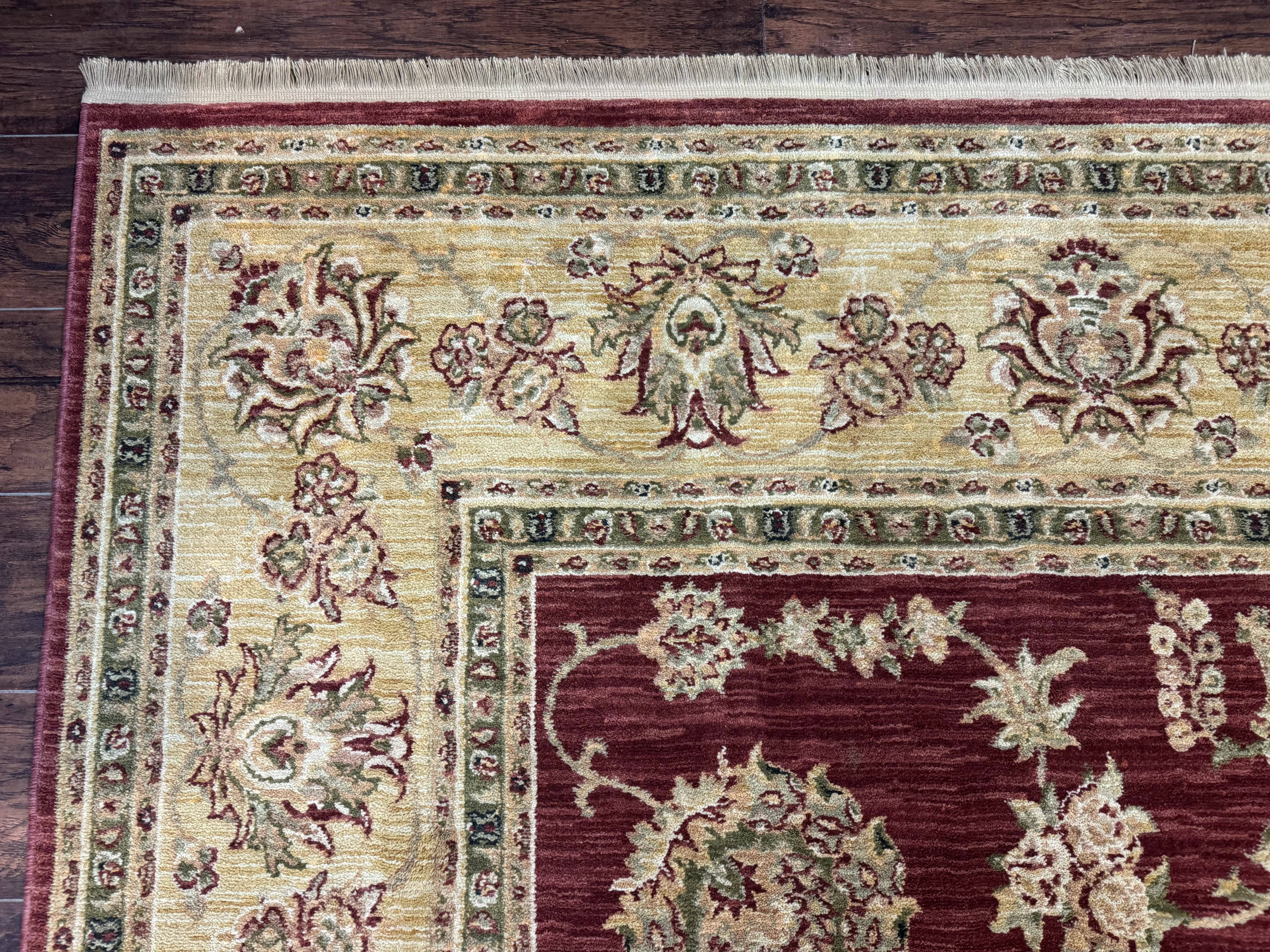 Traditional Wool Oriental Rug 9x13, Large Power Loomed Carpet, Burgundy - Image 6
