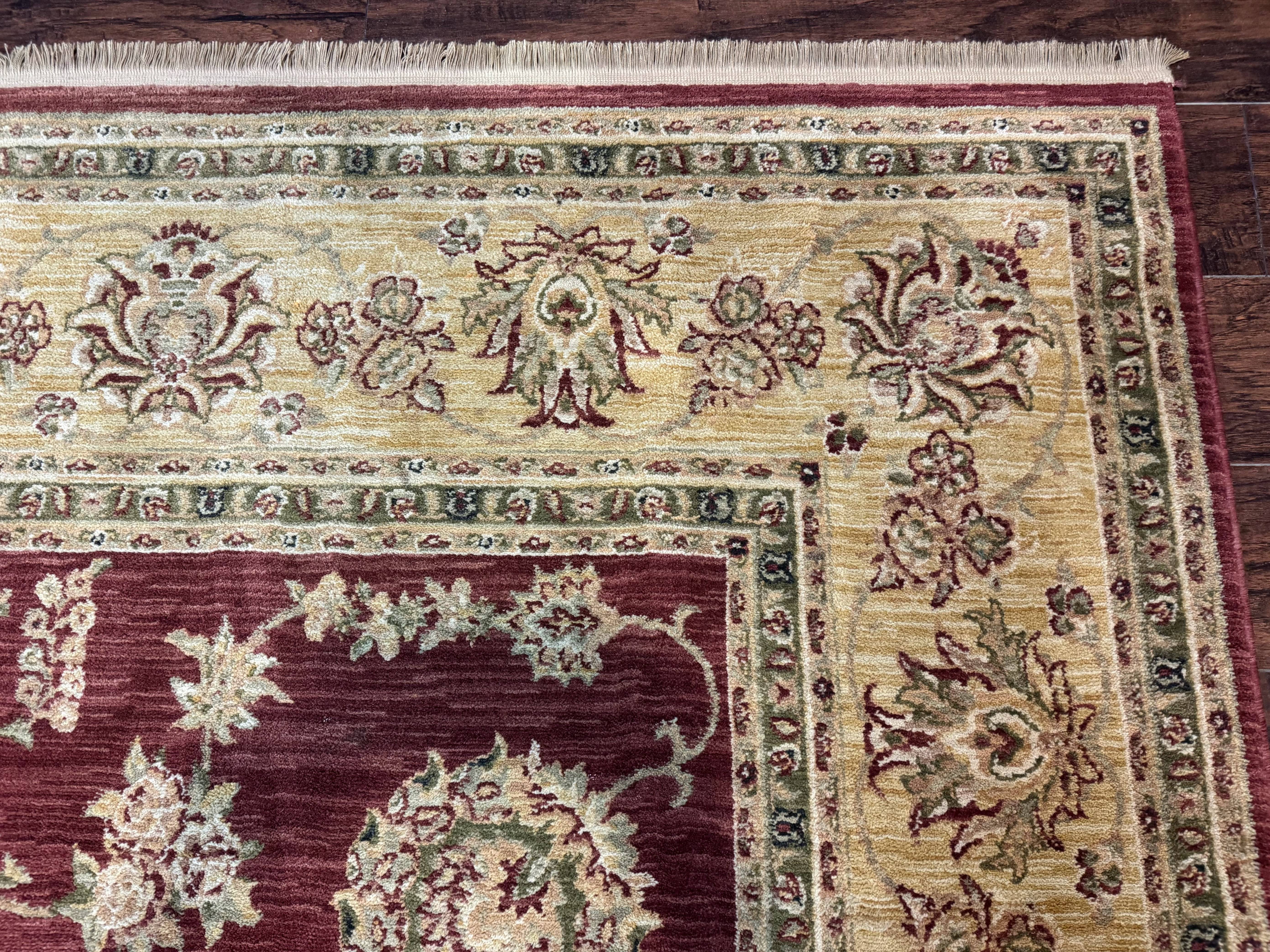 Traditional Wool Oriental Rug 9x13, Large Power Loomed Carpet, Burgundy - Image 7
