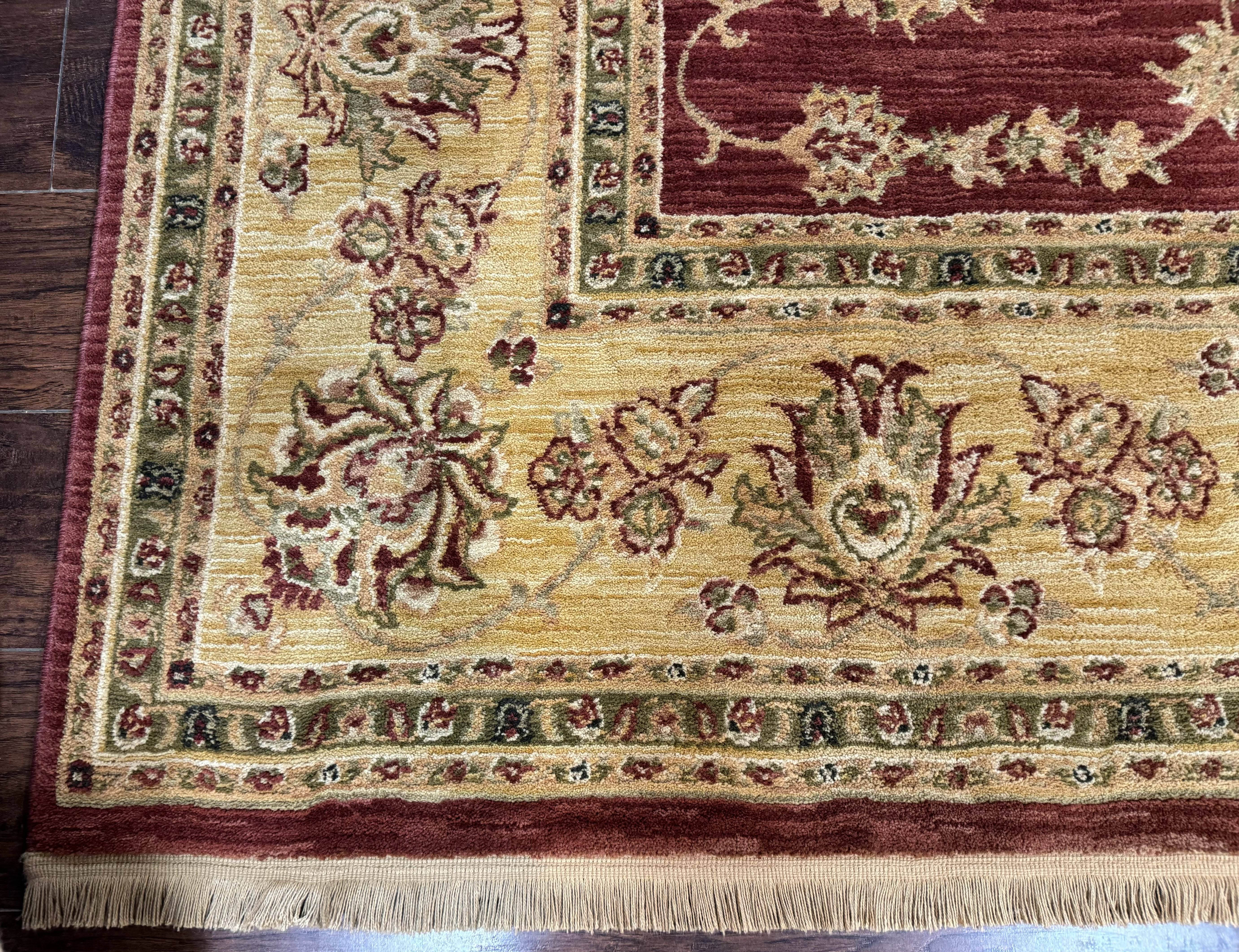 Traditional Wool Oriental Rug 9x13, Large Power Loomed Carpet, Burgundy - Image 8
