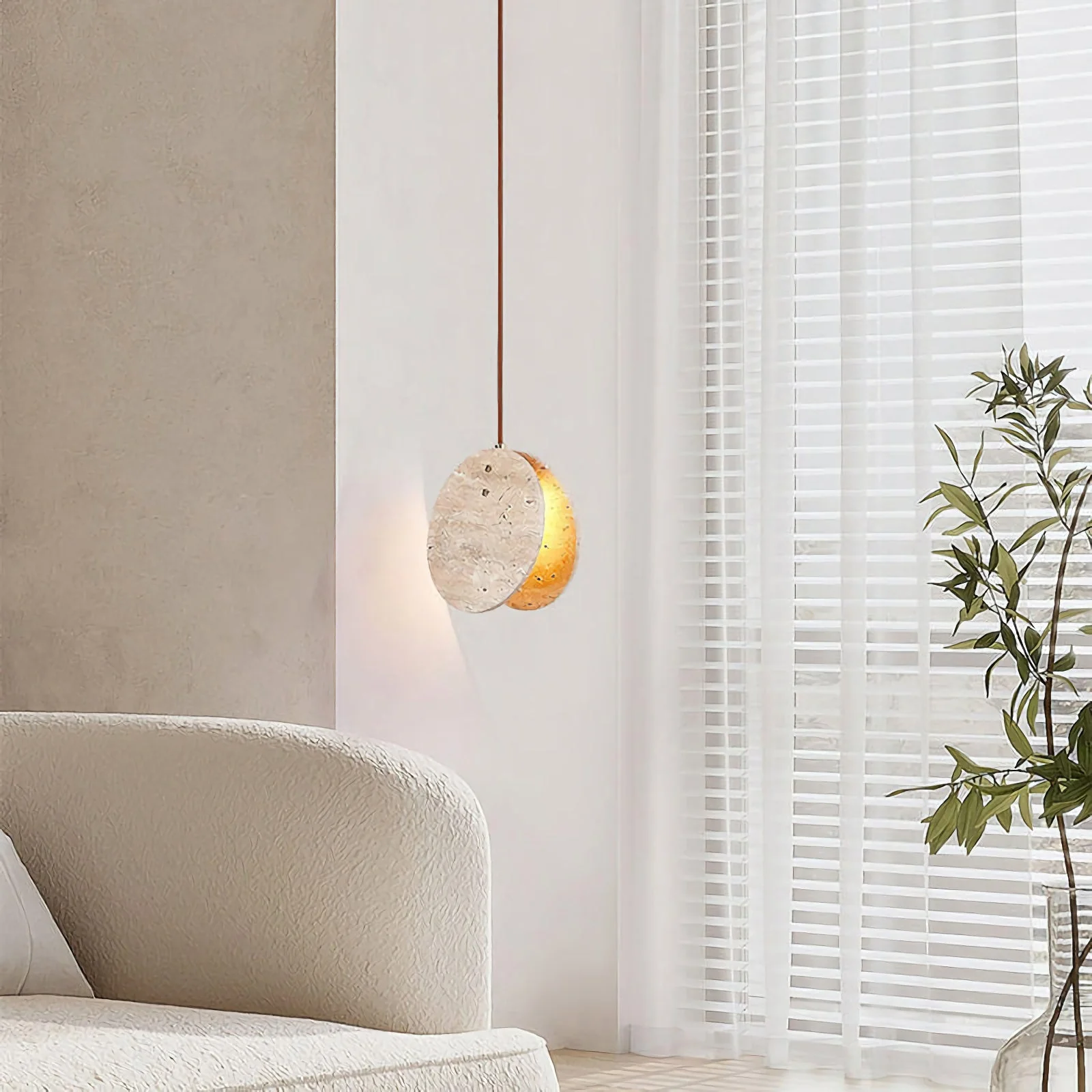 Travertine Disc Pendant Lamp - Image 2